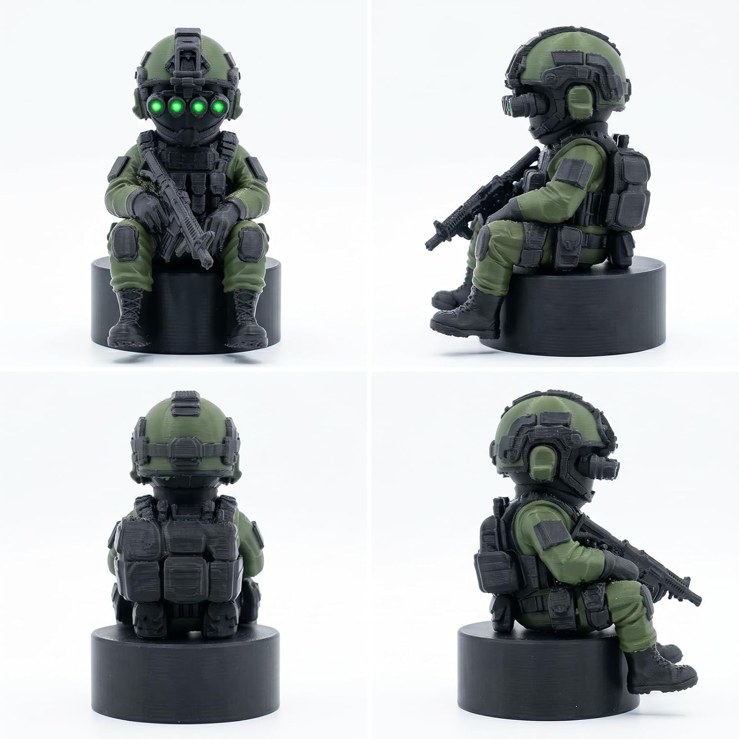 Drukowane wojskowe mini figurki snajperskie i szturmowe, monitor z noktowizorem, statuetka biurkowa dla weteranów (2-pak)