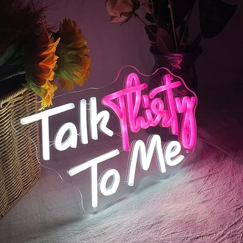 Miniatura 9 de Talk Thirty To Me - Letrero de neón de 24 pulgadas para decoración de pared, letreros de neón de feliz cumpleaños para pared de dormitorio con