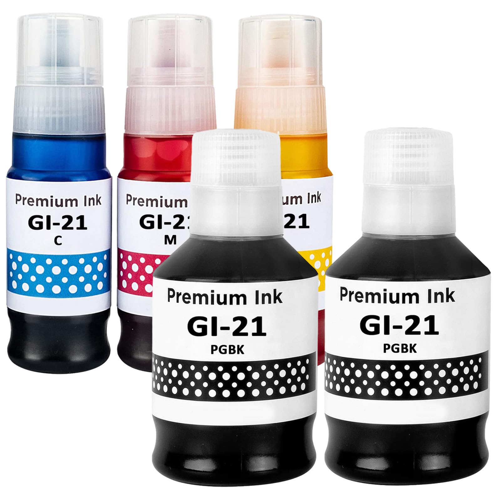 LAIPENG GI-21 GI21 G3270 G3260 Ink Refill Bottles Compatible for Canon G3270 G3260 G3290 G2260 G1220 G1230 G2270 G4270 G4280 Printer ( 5 Pack, BK*2/C/