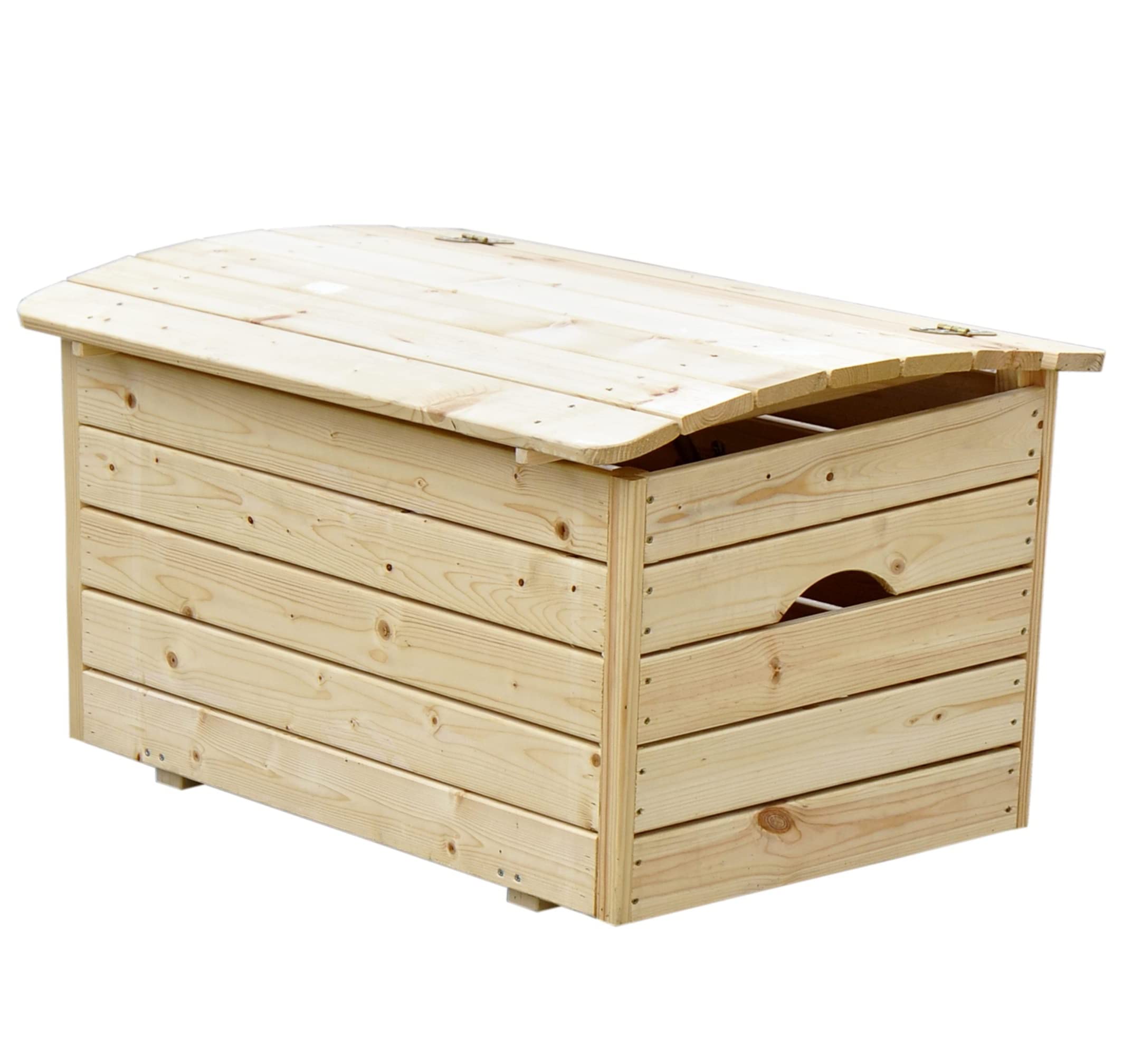 TIMBELA Holzkiste Mit Deckel - Holz Spielzeugkiste Mit Deckel - Aufbewahrungsbox Garten 80 x 50 x H47 cm – Spielzeug Truhe mit Deckel für Innen und Außen Verwendbar M034-1