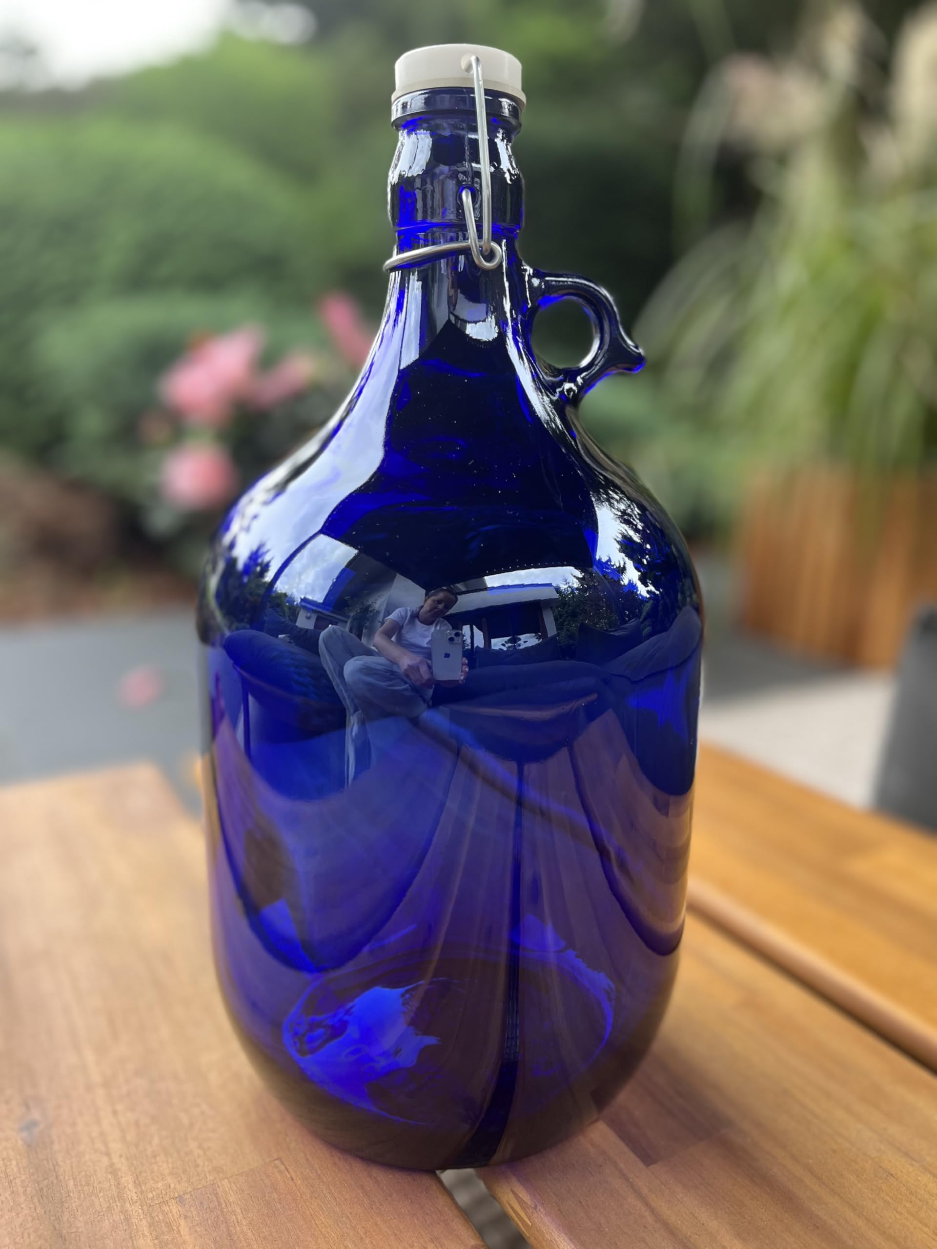 lilawelt24 4x 5L blaue Flasche mit Bügelverschluss Bügelflasche GLASBALLON Weinballon GÄRBALLON GLASFLASCHE Gallone Leer zum Befüllen blaue mit rundem Griff zur Aufbewahrung von Wasser(4x 5L)