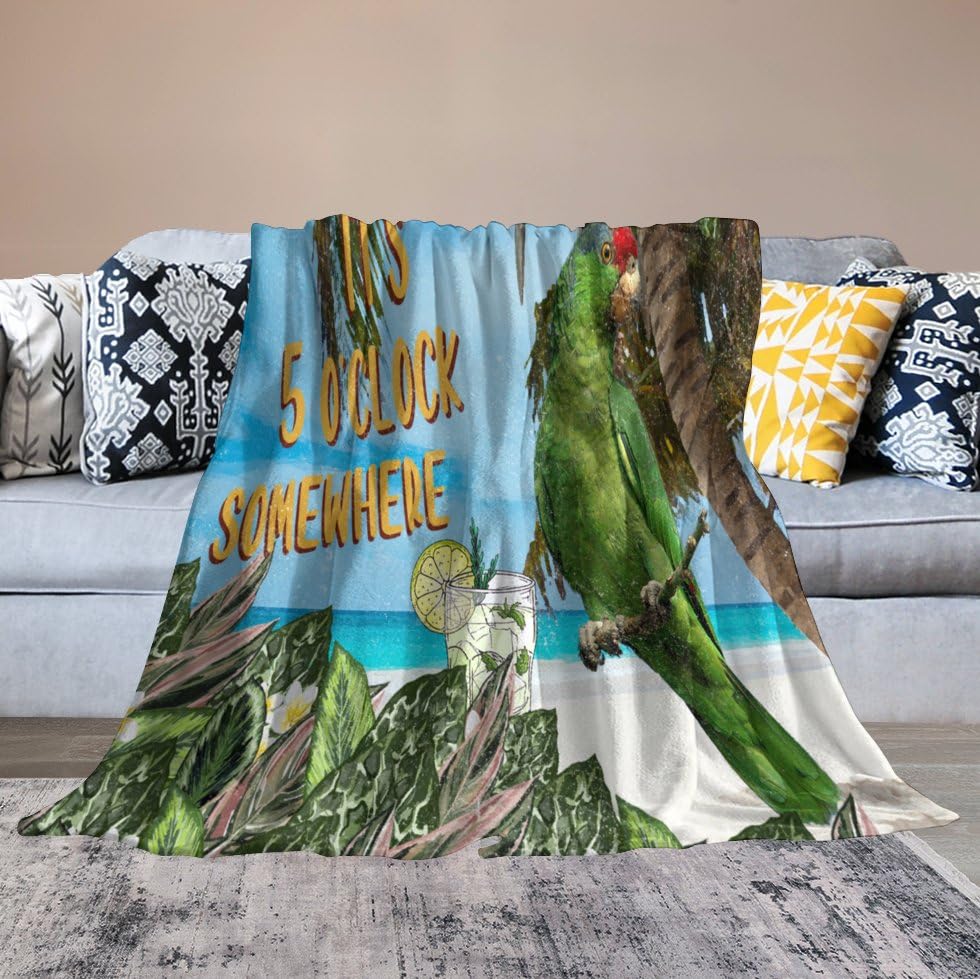 Couverture douce pelucheuse motif fleurs ara idée cadeau naissance lit - 6