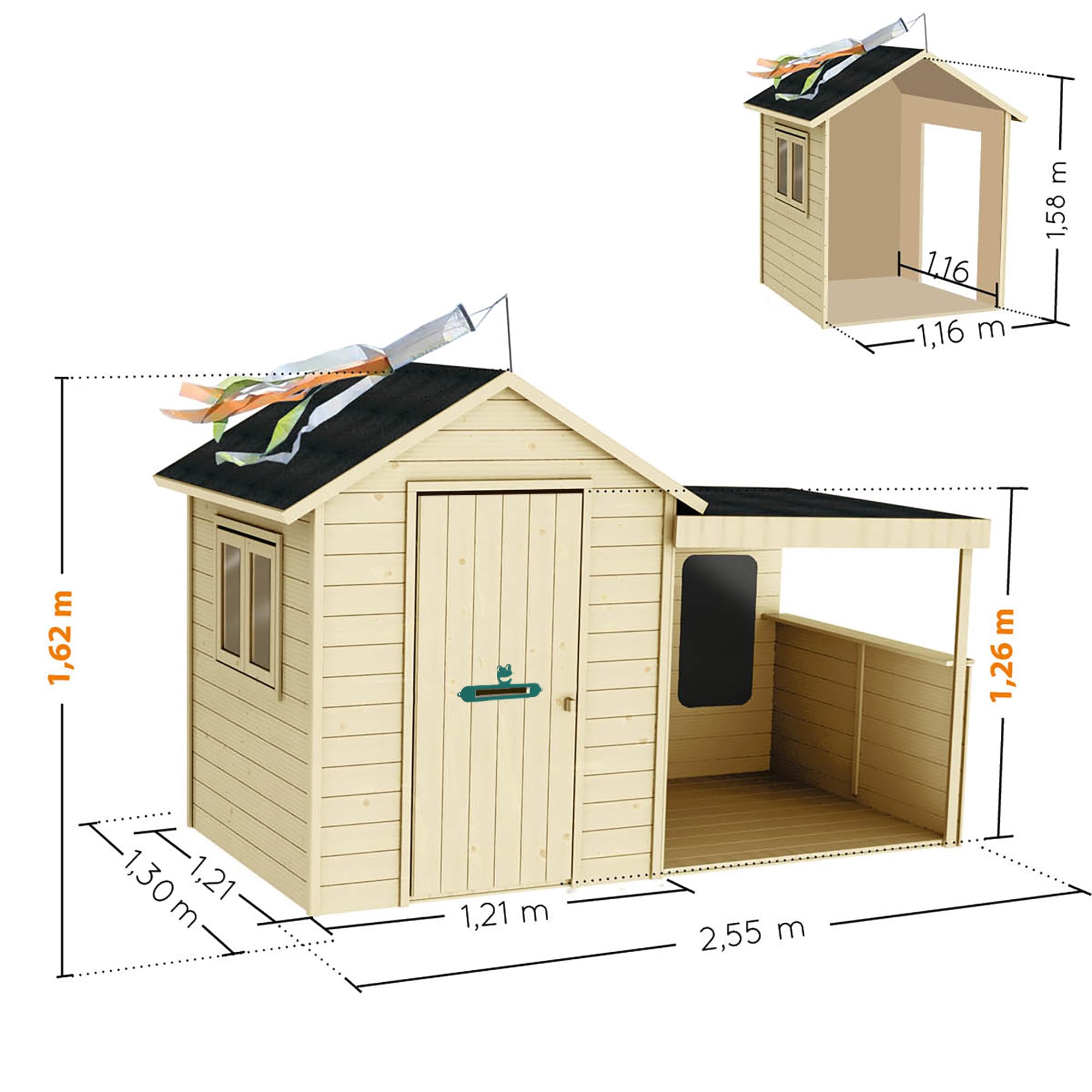 SOULET Casita de Madera Infantil Sarah 180x120x145 cm Jardín Niños Porche Cubierto
