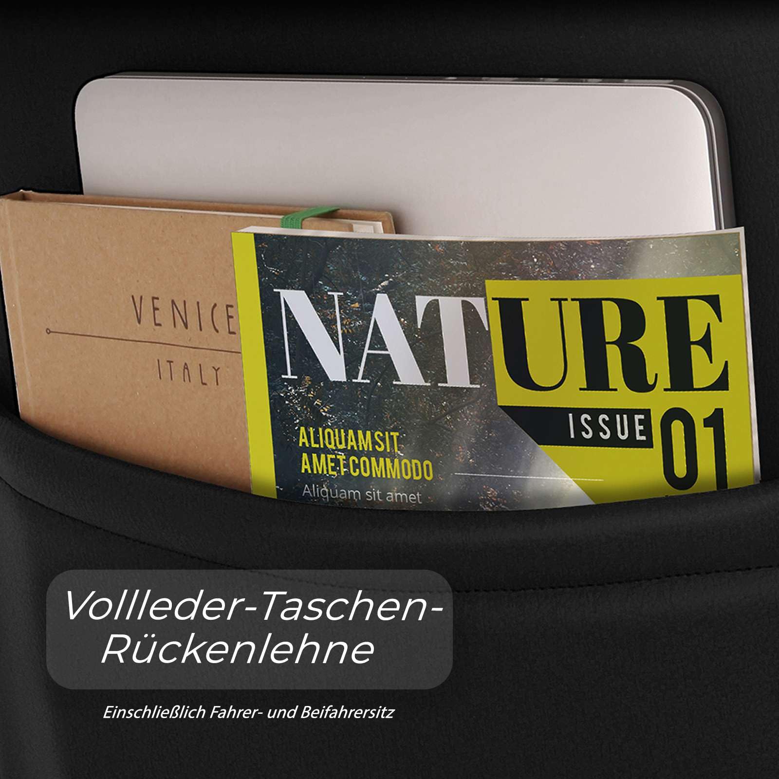 Autositzbezüge Universal – Premium Autozubehör Innenraum für PKW & SUV – Jacquard Sitzauflage, Autoschonbezug Auto, Airbag-kompatibel, Schwarz - Grau, Vordersitz-Set inkl. Montageset