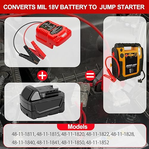 Miniatura 2 de Arrancador de 12 V compatible con baterías Milwaukee de 18 V  Cables de refuerzo automático de 11 AWG de 1.2 pies (batería no incluida, no fabricada