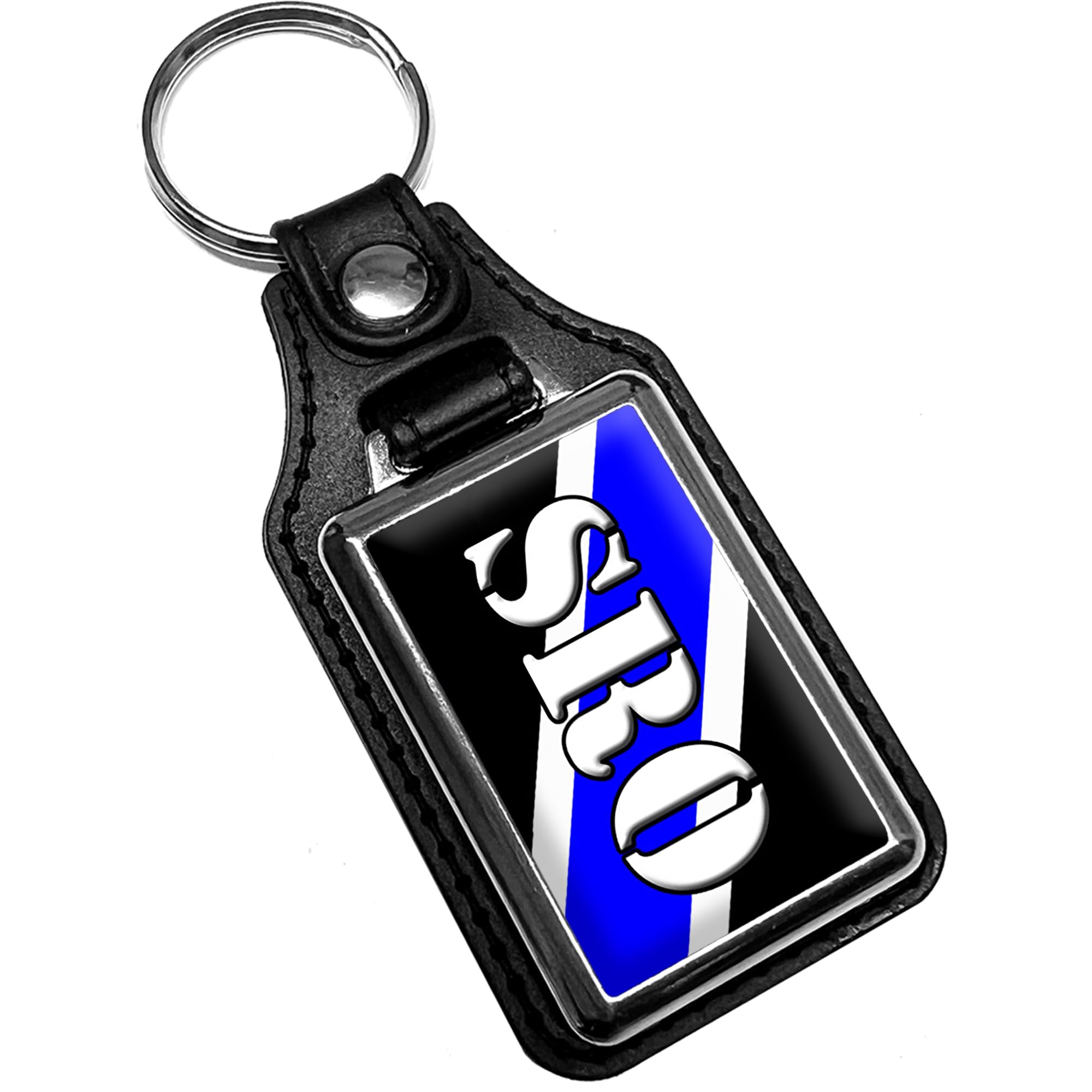 Thin Blue Line School Resource Officer SRO Faux Leather Key Chain