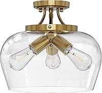 Vista 10 de VONLUCE Lámpara de techo semiempotrada, lámpara de techo de 13.8 pulgadas con pantalla de vidrio transparente, base E26, accesorio de iluminación