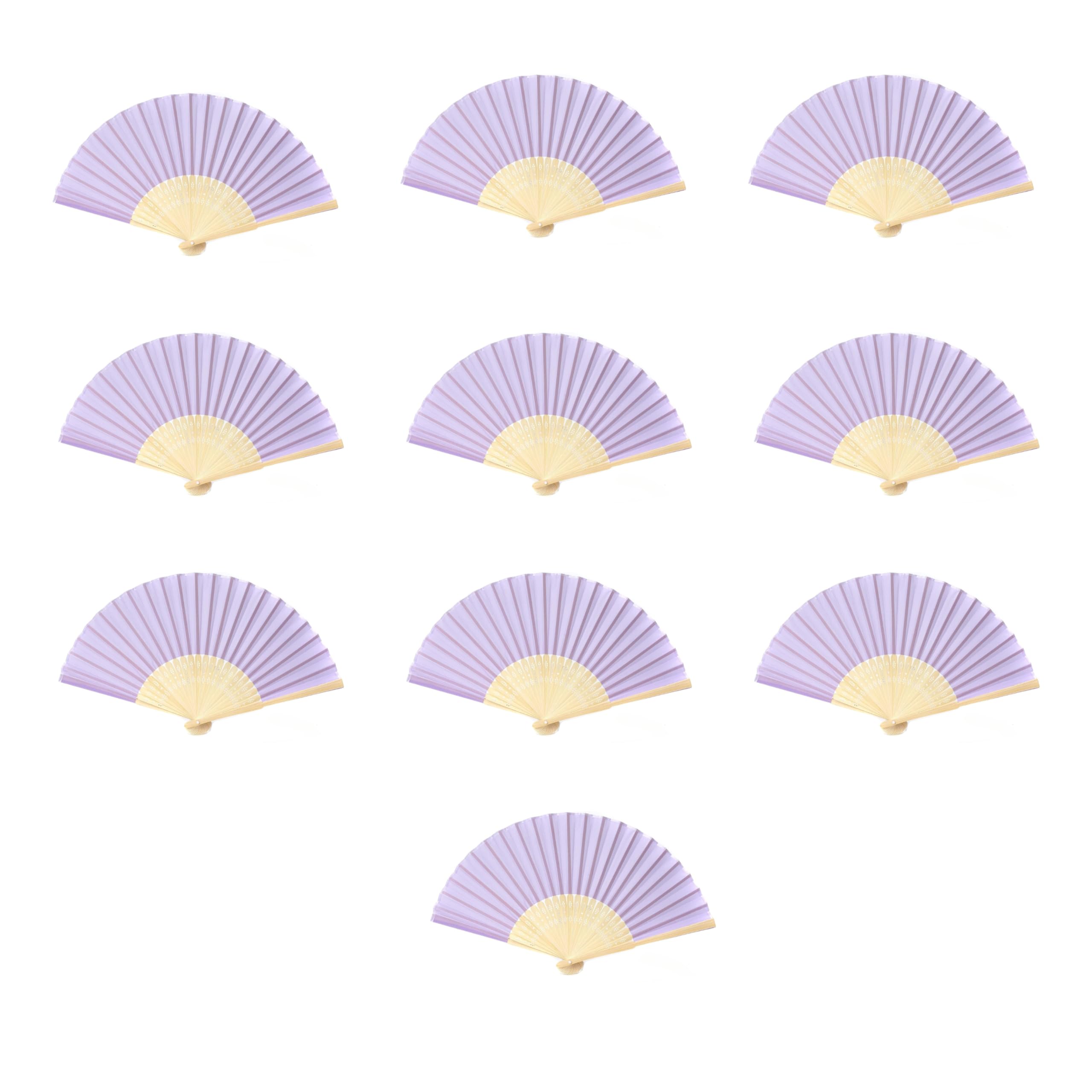 FANSOF.FANS Pack of 10 Chinese Folding Hand Fans, Silk Fabric Handheld Fan with Bamboo Ribs & Tassel