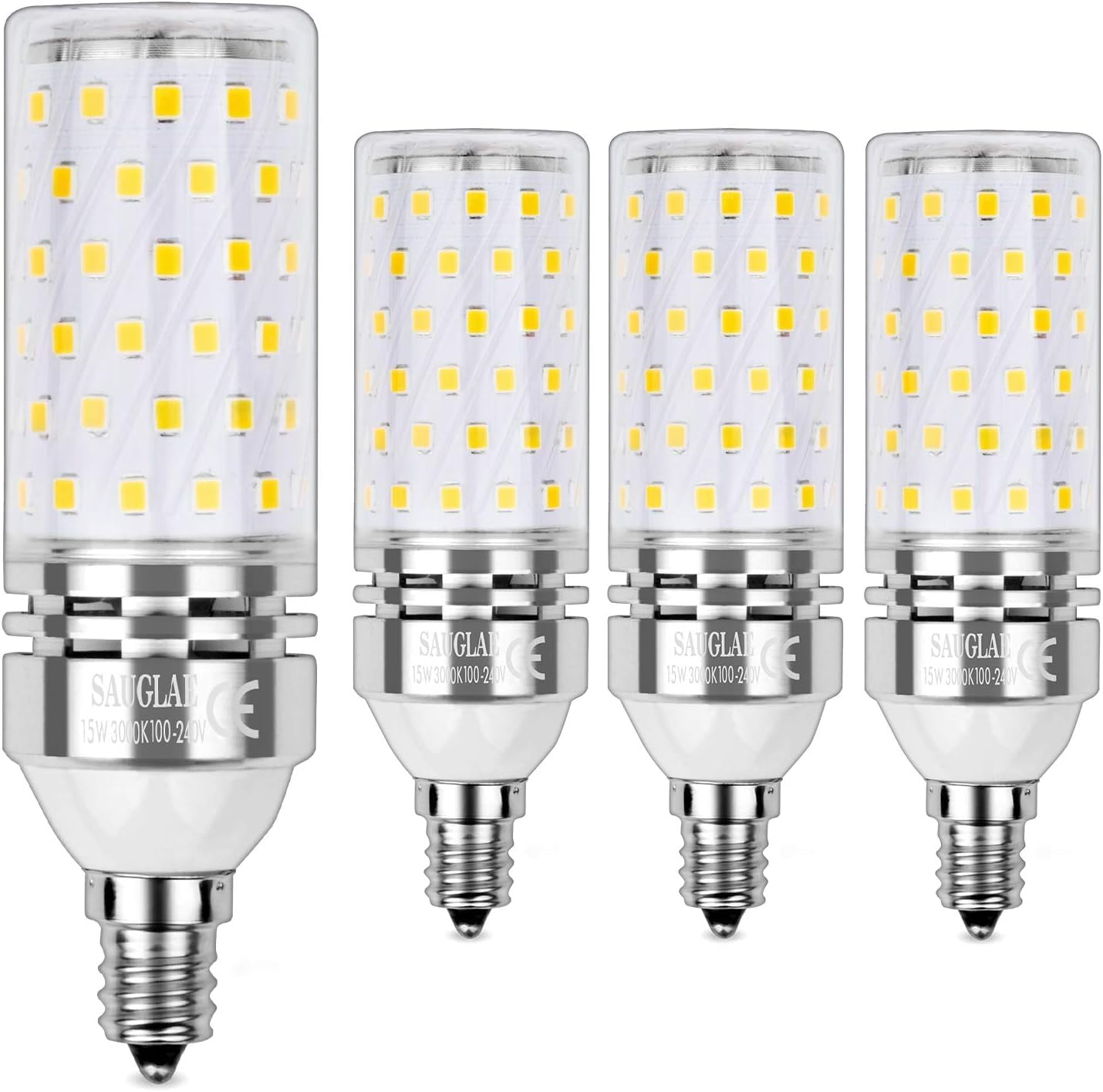 15W LED Bulbs, 120W Incandescent Bulbs Equivalent, 1500Lm, 3000K Warm White, E12 Small Edison Screw, Pack of 4