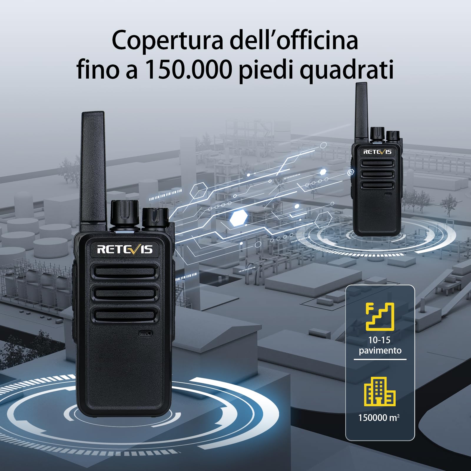 Retevis RT668 Walkie Talkie Professionali, Ricetrasmittenti PMR446 con Caricatore a 6 Vie, VOX, Radio Bidirezionale con Auricolare Cavo USB di Programmazione, per Fornitori, Magazzino