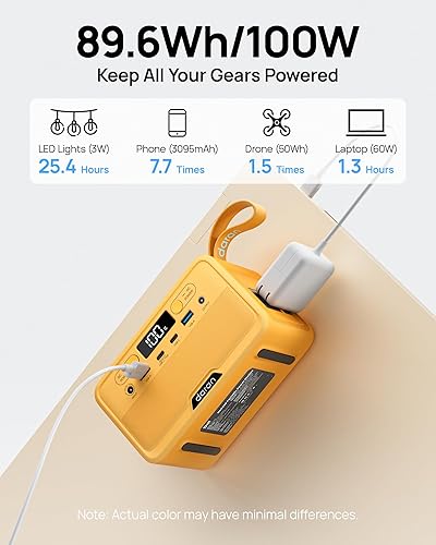 Miniatura 2 de Estación de energía portátil LiFePO4 de 28,000 mAh, batería de 100 W (pico de 200 W) banco de energía solar, cargador portátil, pequeño generador