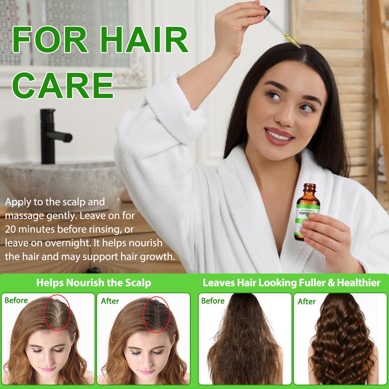 Olio da caffè contro le rughe, 60 ml, olio da caffè puro e naturale al 100%, contro le rughe per il viso e i capelli del corpo, olio di caffè per il viso, anti-muffiness & Firm Skin | Olio di caffè