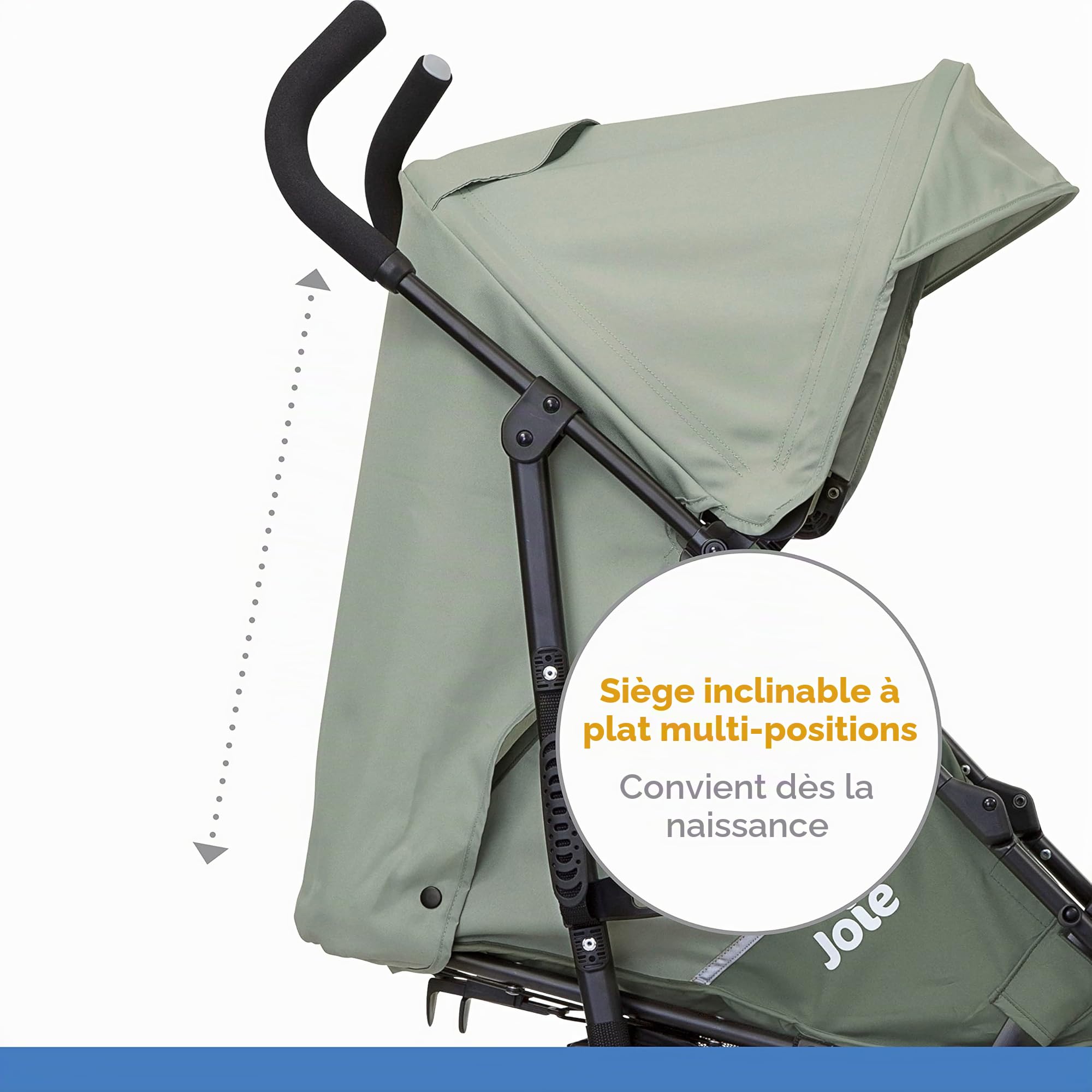 Joie Nitro LX Poussette Canne Légère et Compacte, Poussette Voyage Pliable 7,7 kg, Dossier Inclinable Position Allongée, Suspension Intégrale, Vert Laurier