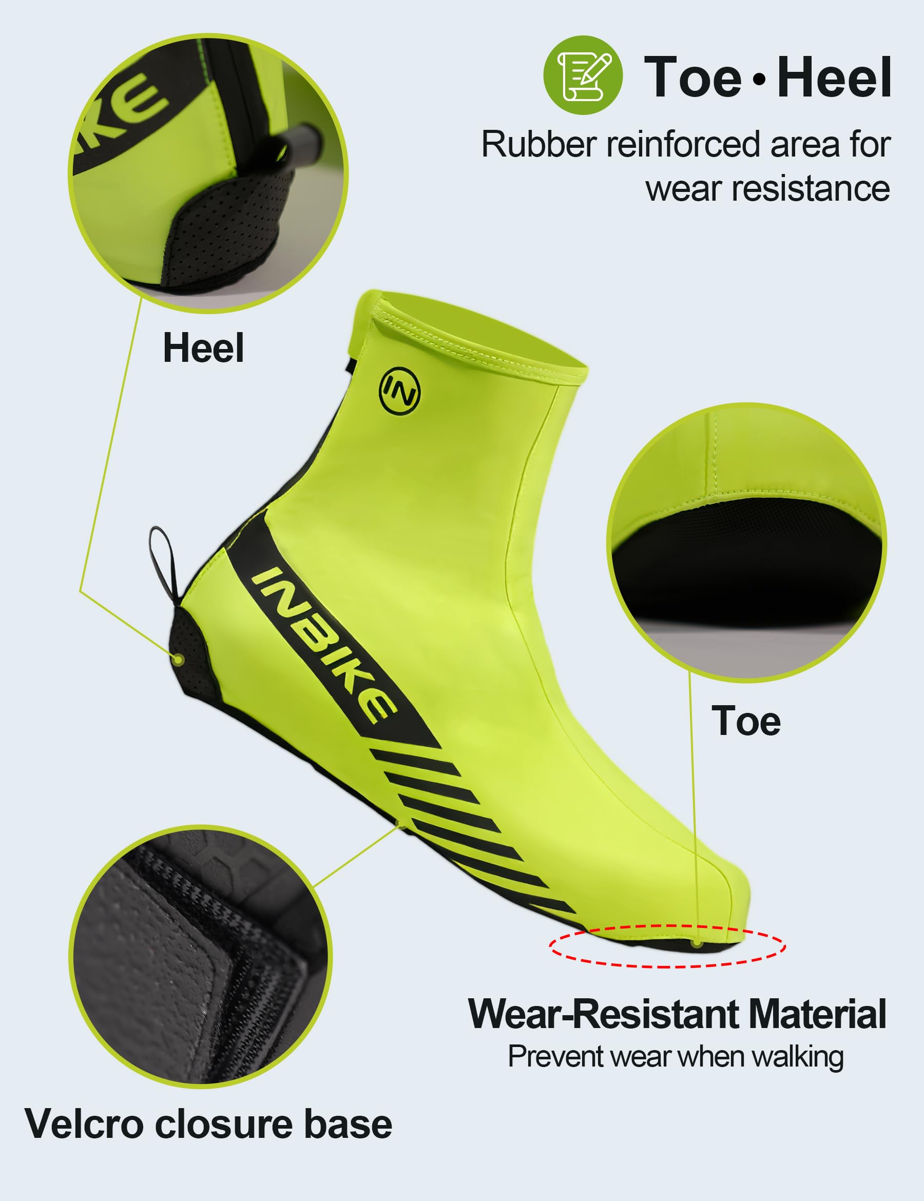 INBIKE Schuhüberzieher mit Schwarzen Reflexstreifen Perforierte Sohle rutschfest und Verschleißfest wasserdichte Fahrrad Überschuhe RH323
