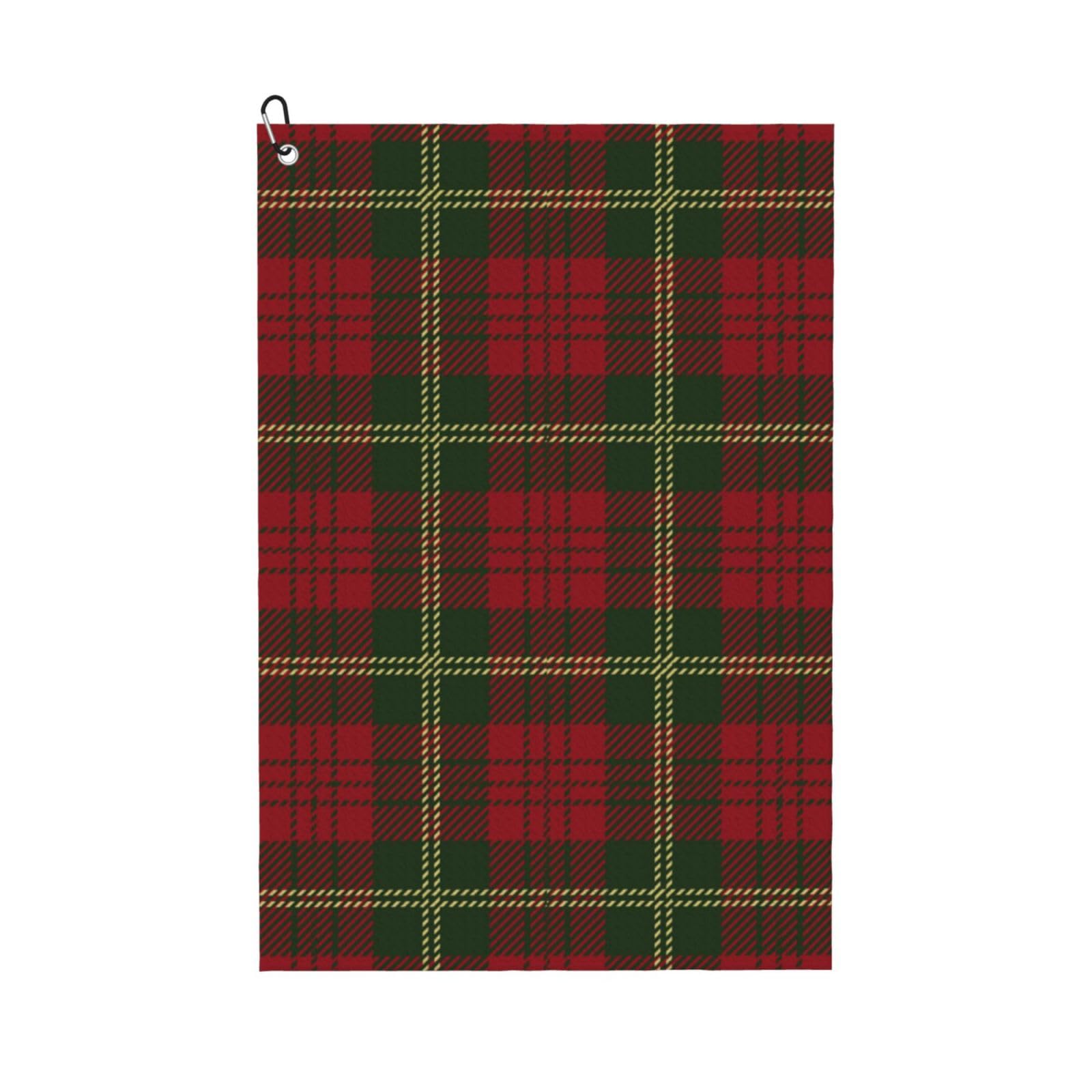 Hnnkloy Christmas Plaid, 16x24 in Portable Waffle Golf Towels with Carabiner Clip for Golf Bag