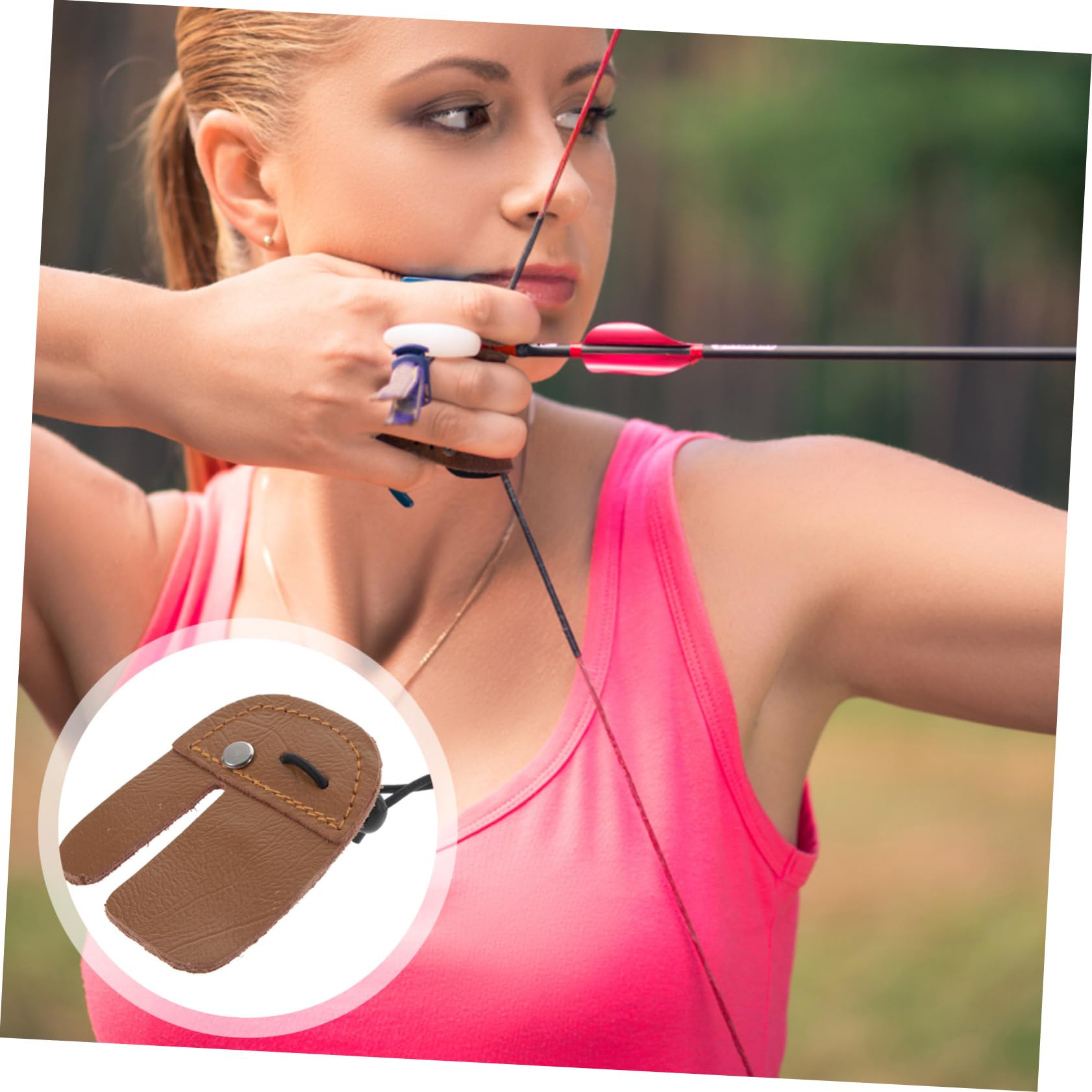 BRIGHTFUFU Double-Layer Finger Tab Leather Finger Protector Finger Cover Protective Gear