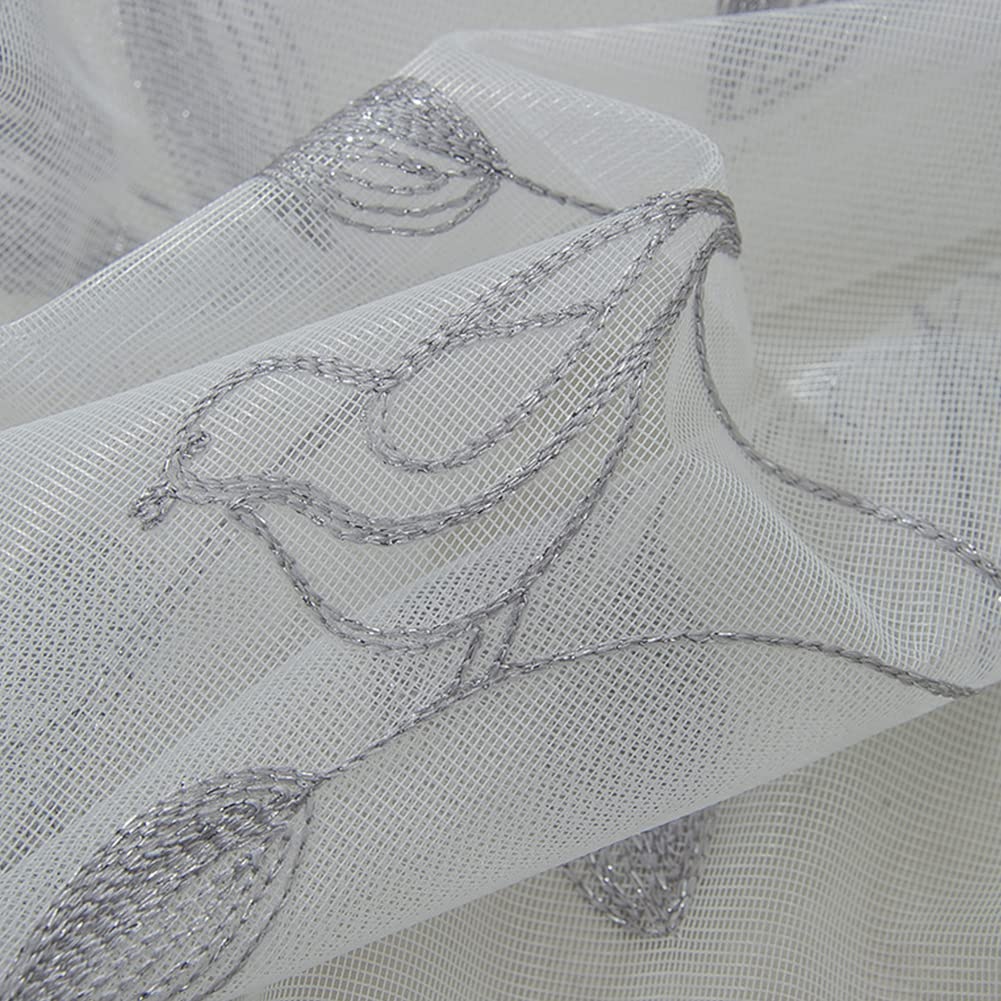 Haftowana koronka przezroczysta zasłona okienna kwiatowy tiulowy drążek do wiązania kieszeń panel do kuchni 80 x 140 cm elegancki wzór liści krótkie firanki woal dekoracja domu