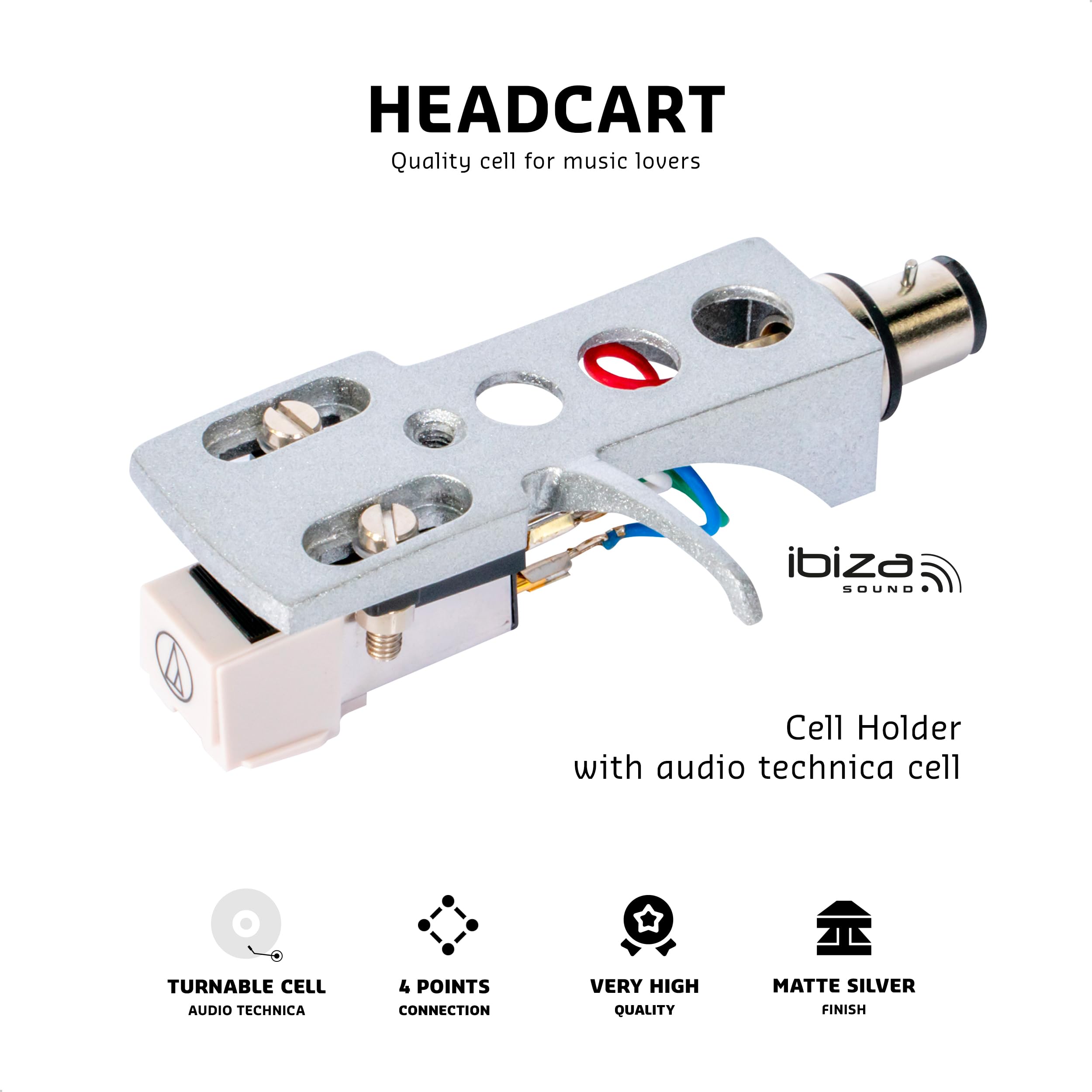 Ibiza - HEADCART - Porte-Cellule avec Cellule Audio Technica ® - Silver