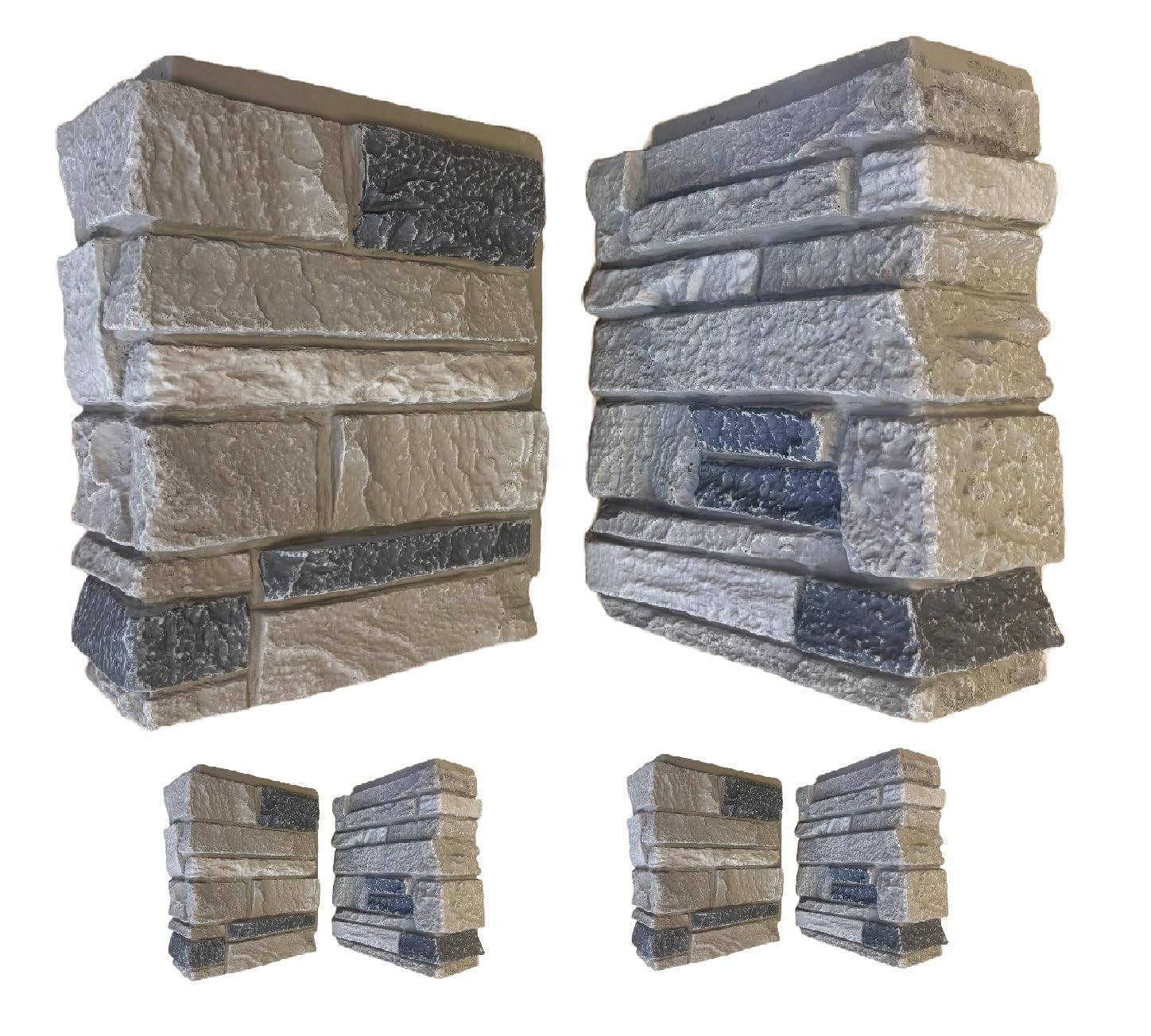 OTECKO Distinct 4-Pack Distinct Ledge Faux Stone 90 Degree Outside Corner Pieces for Ledge Wall Panels, 13H x 10W x 4D inches, Arizona Trail (Light