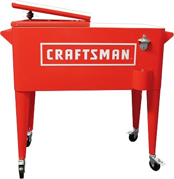 LEIGH COUNTRY Craftsman 80-Qt Red Cooler, with Wheels for Outdoor/Patio/Porch