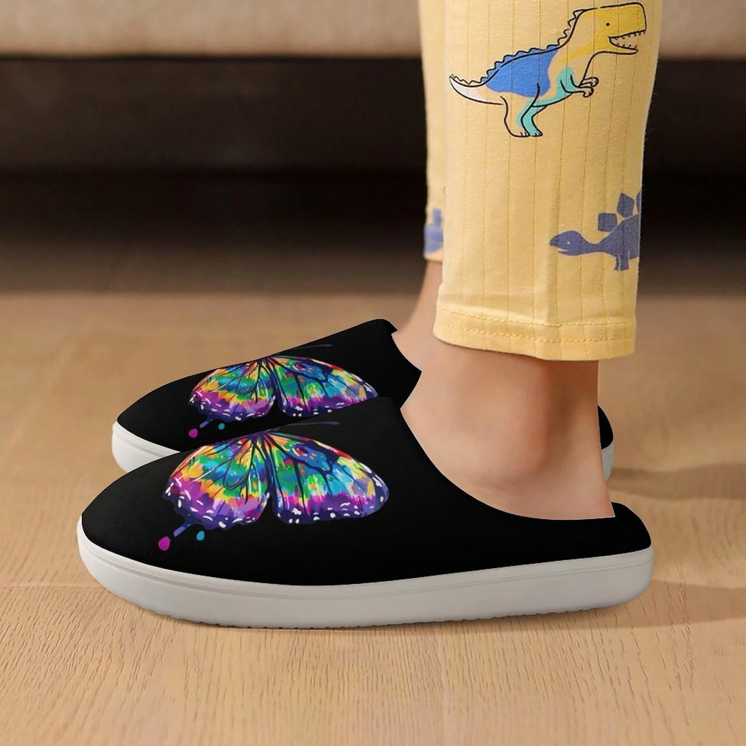 Tie Dye Butterfly Cute Cotton Slippers Anti-slip House Shoes Funny Slipper Indoor Outdoor