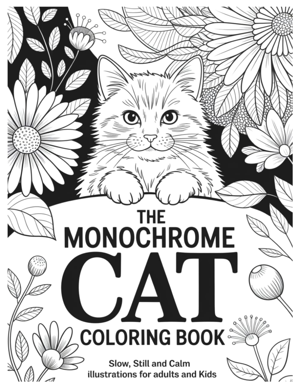 The Monochrome Cat Coloring Book: Slow, Still and Calm Illustrations for Adults and Kids