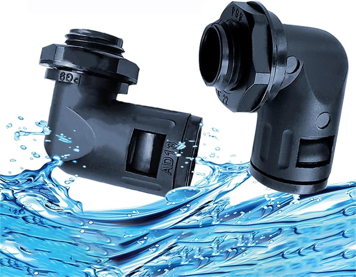 Corrugated Pipe Turning Joint Electric Box Waterproof Protection Cable Plastic Fixed Head AD13 AD15.8 AD18.5 AD21.2 AD25 L Type(AD25 M24 PG19,1pcs)