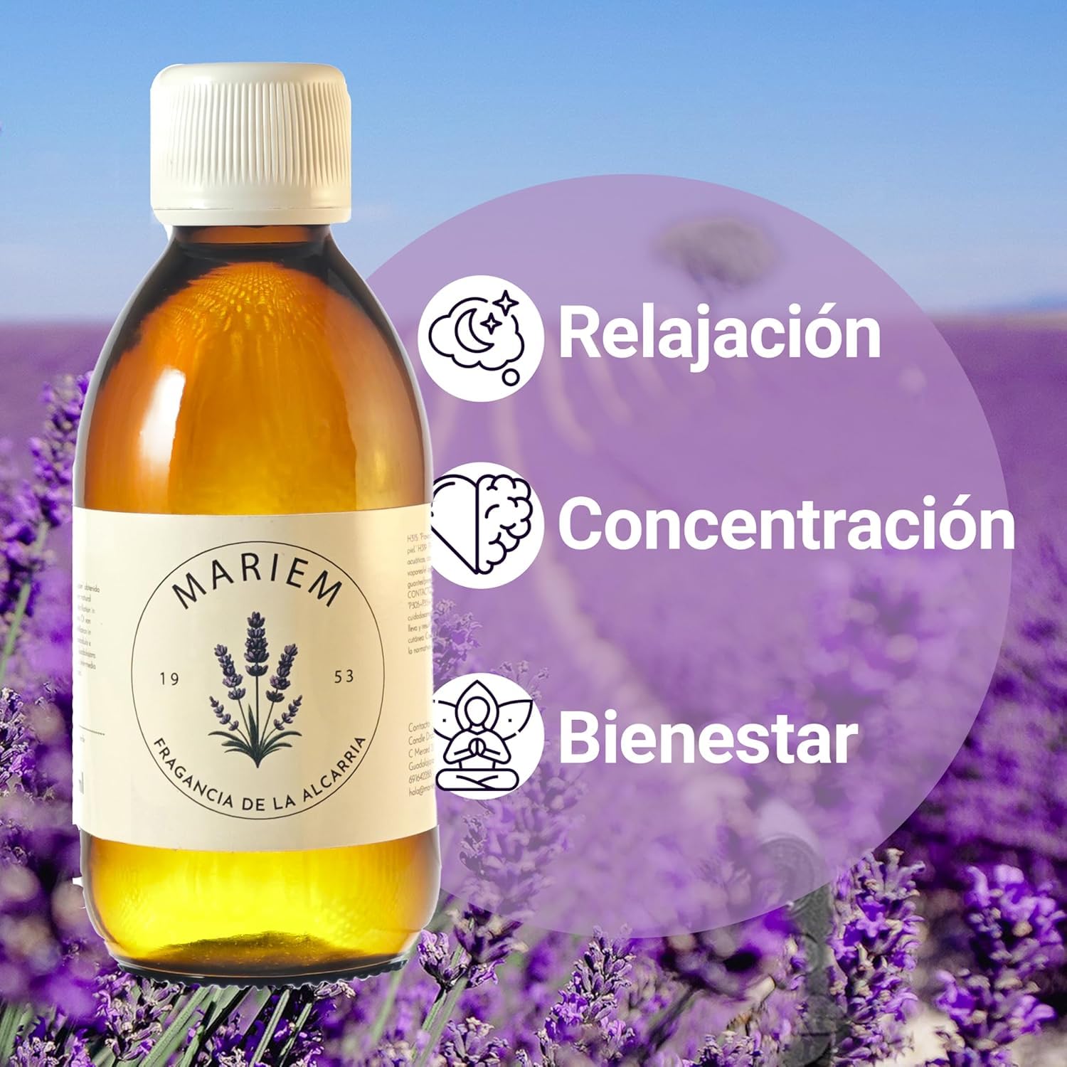 Mariem Lavendelöl 200 ml – Ätherisches Öl naturrein für Diffuser, Massage, Raumduft – 100 % Lavendel Essenz (Packung mit 2)