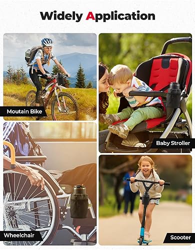 Miniatura 6 de KEMIMOTO Portavasos grande para bicicleta con bolsillos de malla, compatible con silla de ruedas para bicicleta de carretera, MTB E-Bike Scooter