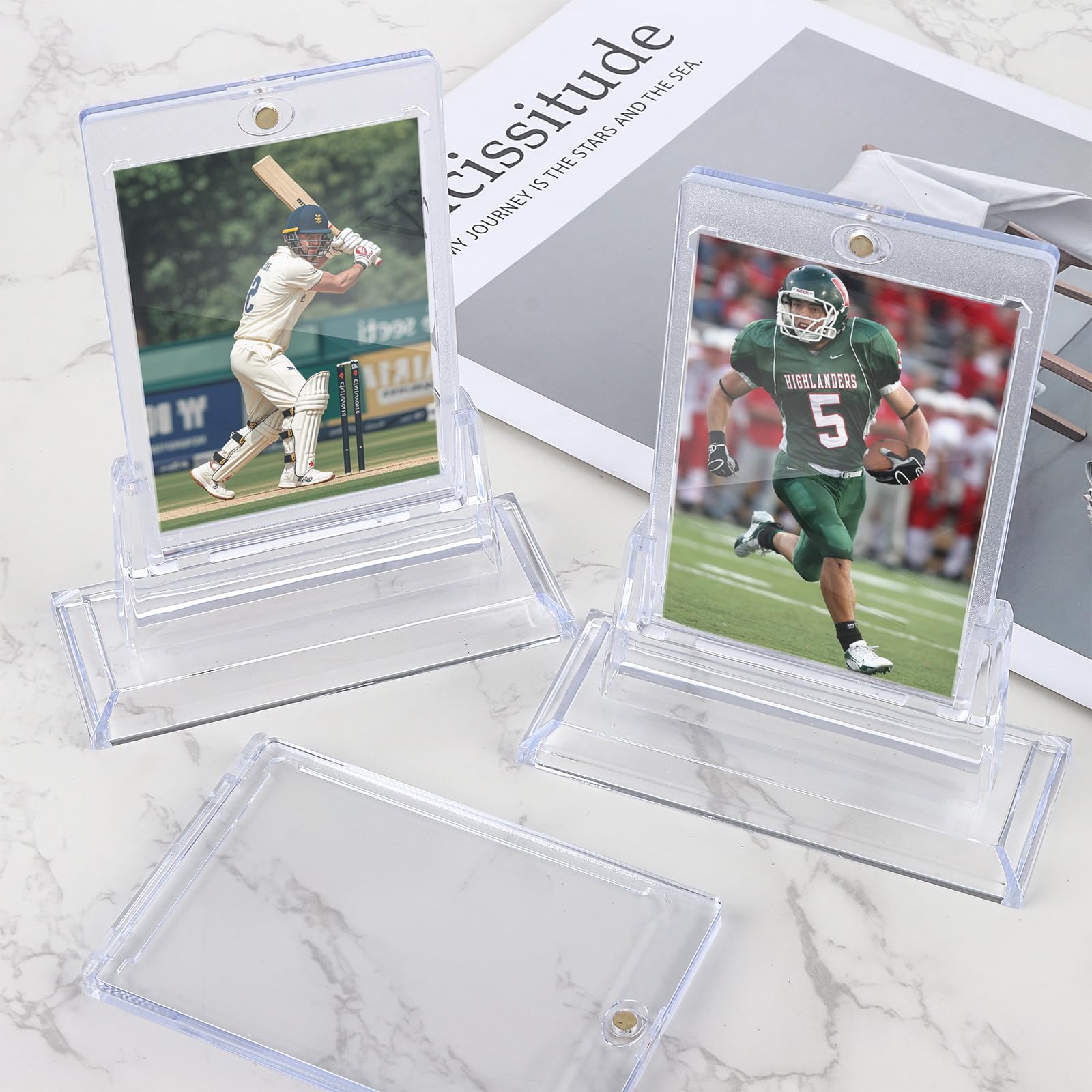 Juego de 14 soportes magnéticos transparentes para tarjetas coleccionables de 35 puntos con 14 soportes, pantalla transparente para tarjetas coleccionables de un solo toque para exhibición y