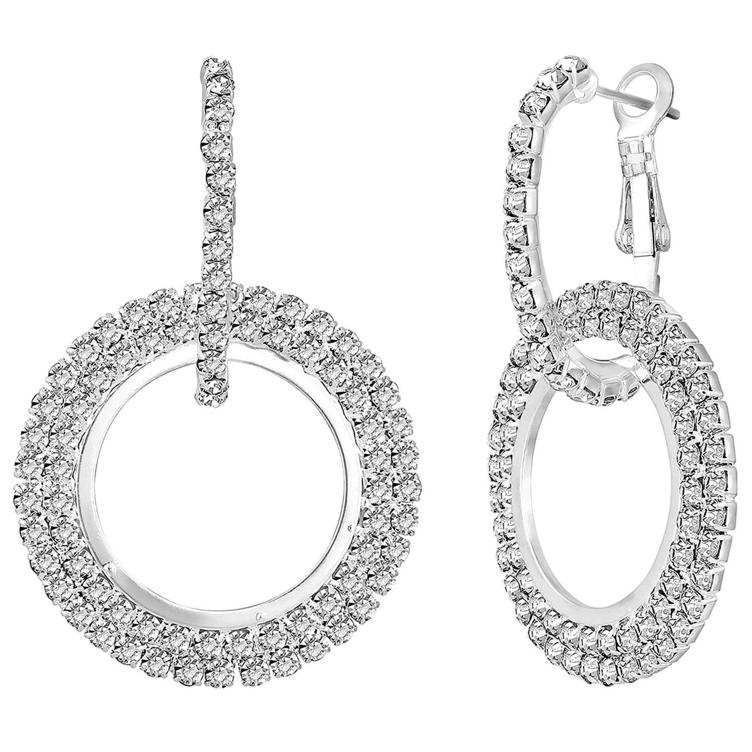 Peora Silver Plated Cubic Zirconia Studded Hoop Earrings Stylish Fashion Work Office Regular Wear Jewellery Gift for Girls & Women (B0C8V2MCJK) Amazon Price History, Amazon Price Tracker