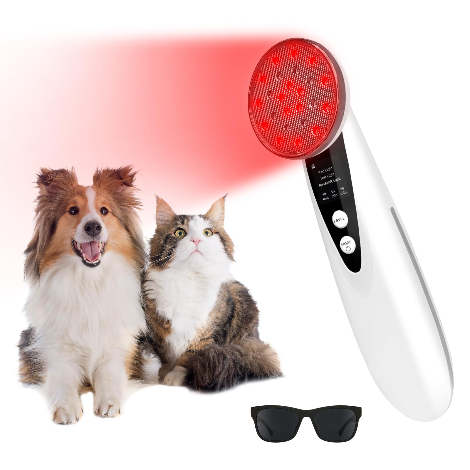 Red Light Therapy Device - 660nm Red & 850nm Near Infrared Light Therapy for Humans Dogs, Portable Home Travel Use (Silver White)