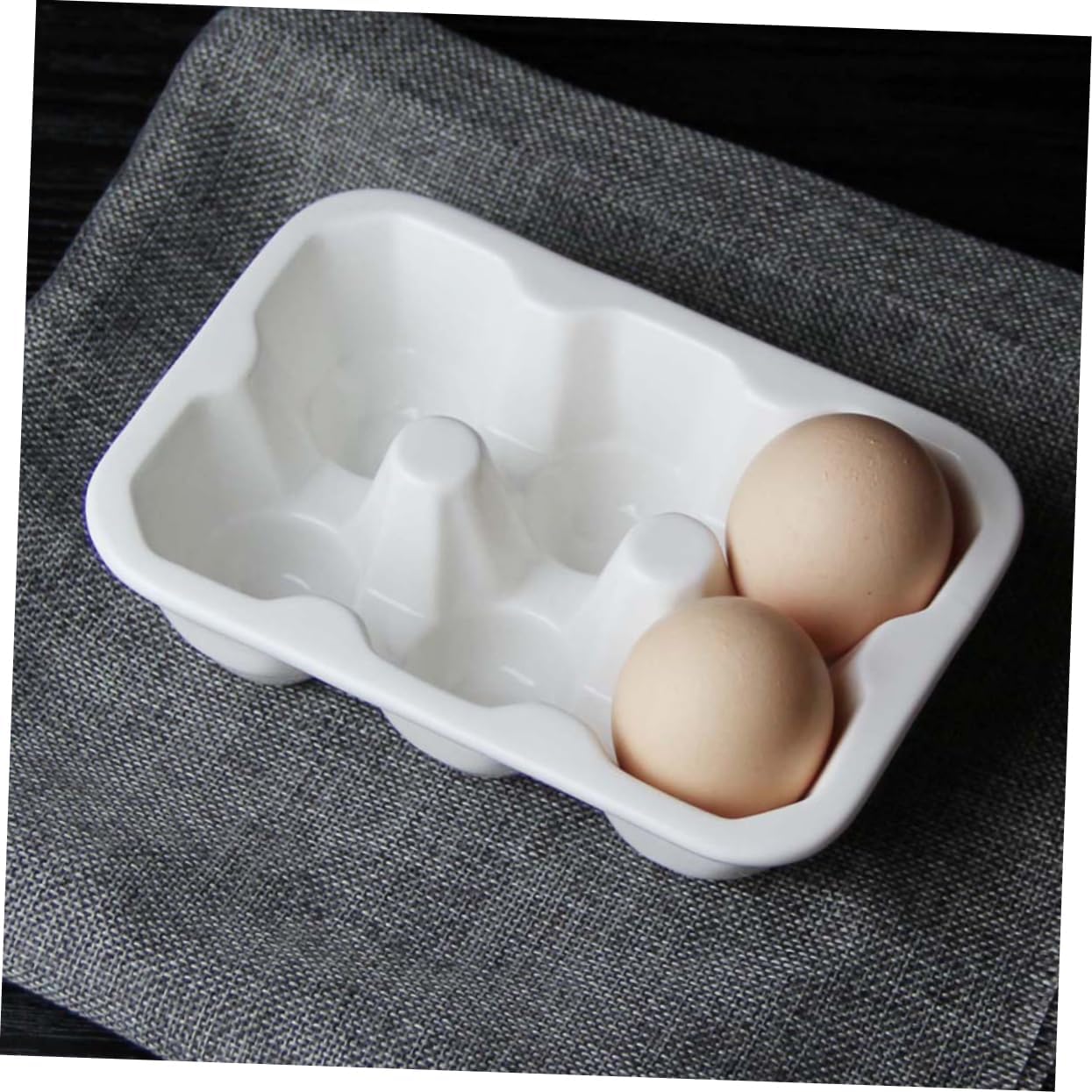 6grids High-temperature Porcelain Egg Storage Bin Kitchen Fridge Egg Organizer Ceramic Container