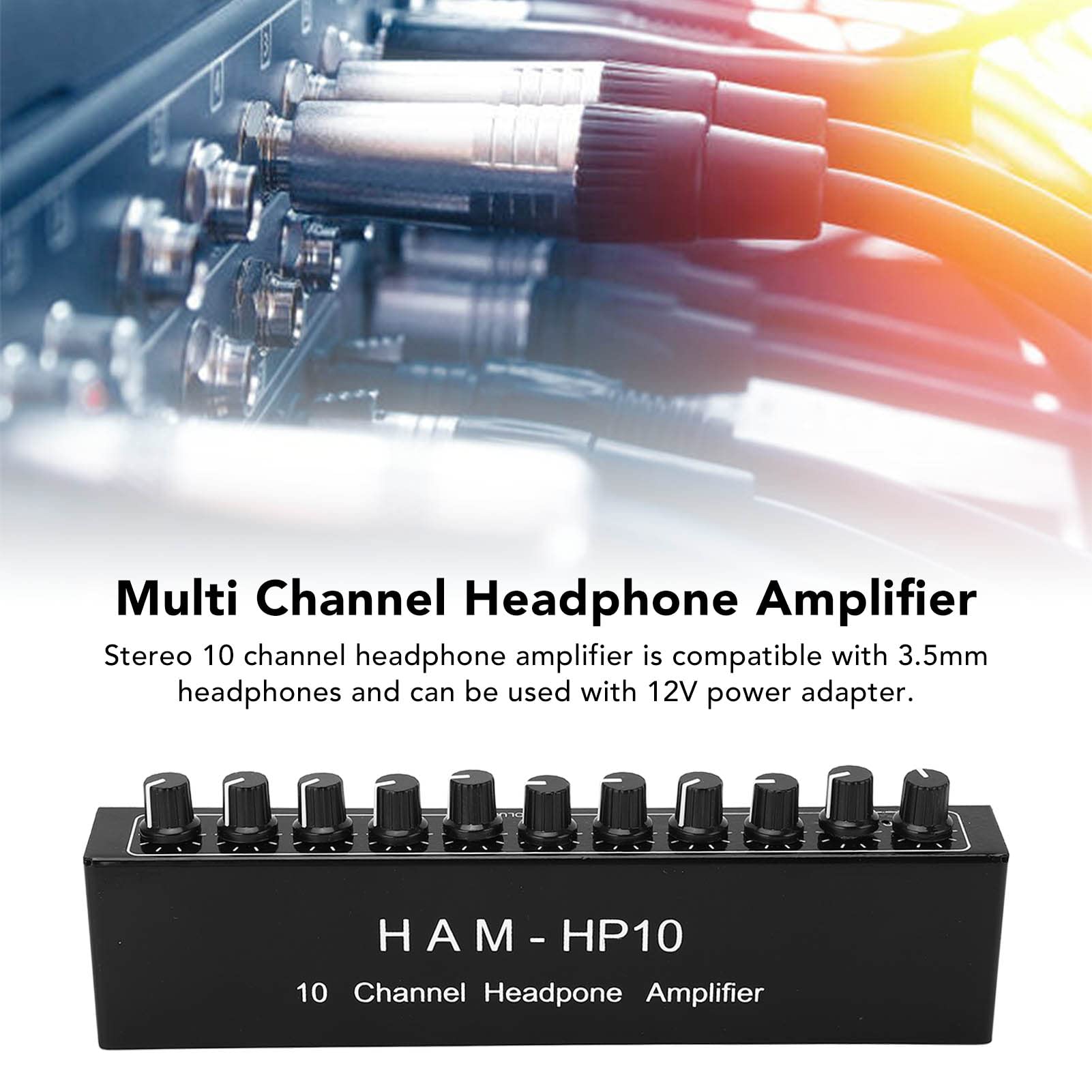 Distributore Amplificatore per Cuffie a 10 Cuffie Stereo Hp10 Ham per Audio Multicanale 12Db 10K Cuffie Stereo a 10 Ricevitore Stereo in Lega di Lega per Audio Stereo