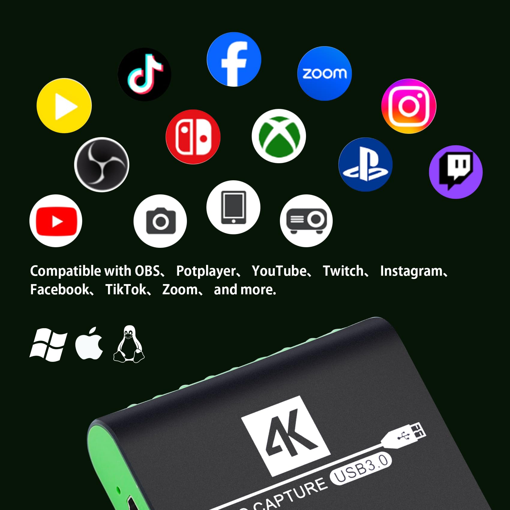 Tarjeta de captura 1080P 60FPS para Nintendo Switch, tarjeta de captura HDMI USB 3.0 PS5 con entrada y paso 4K30Hz, tarjeta de captura de juego para transmisión, tarjeta de captura de video para PS4