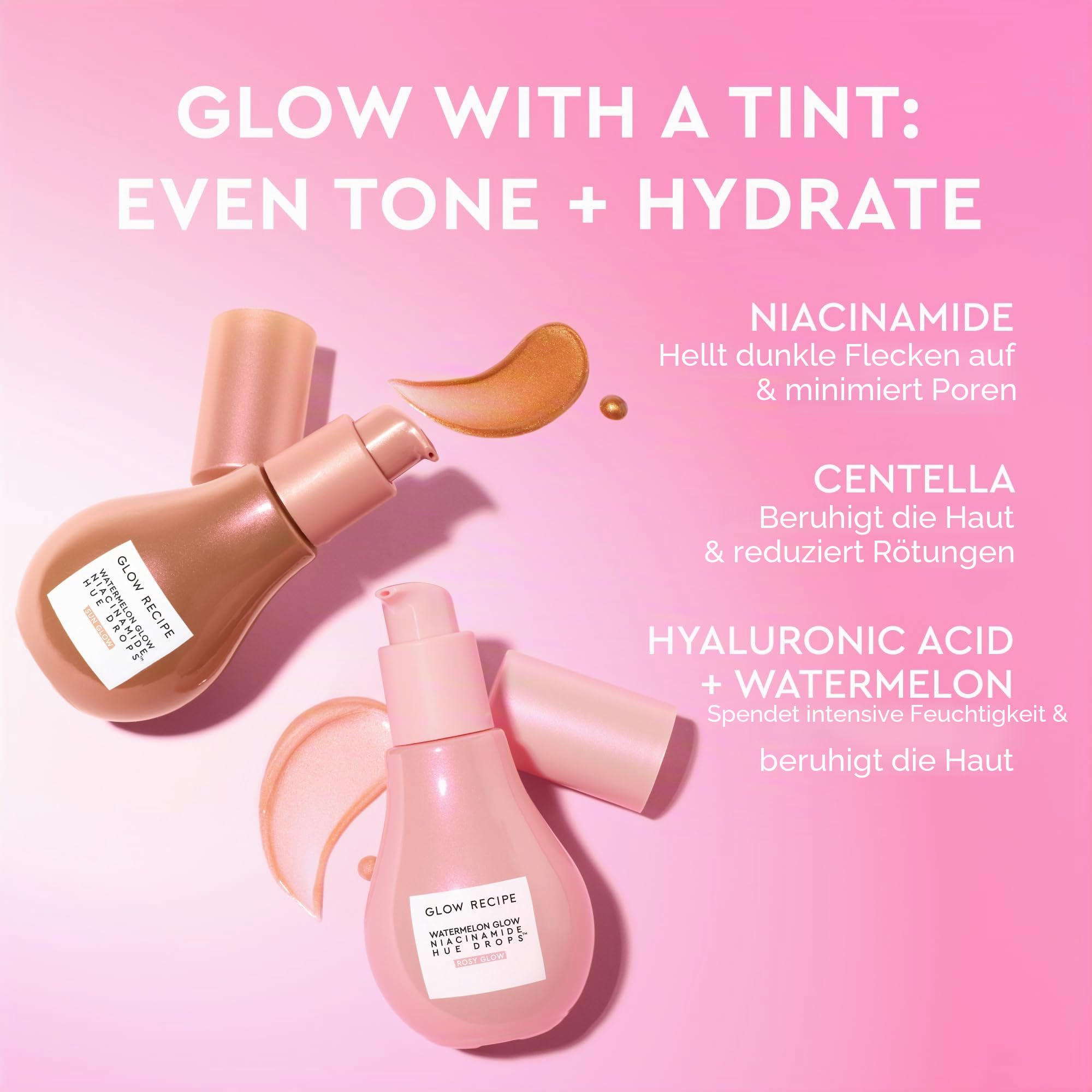 Glow Recipe Hue Drops getöntes Gesichtsserum – leuchtende Drops zum Aufhellen und Hydratisieren – Hautpflege-Make-up-Primer & flüssiger Highlighter