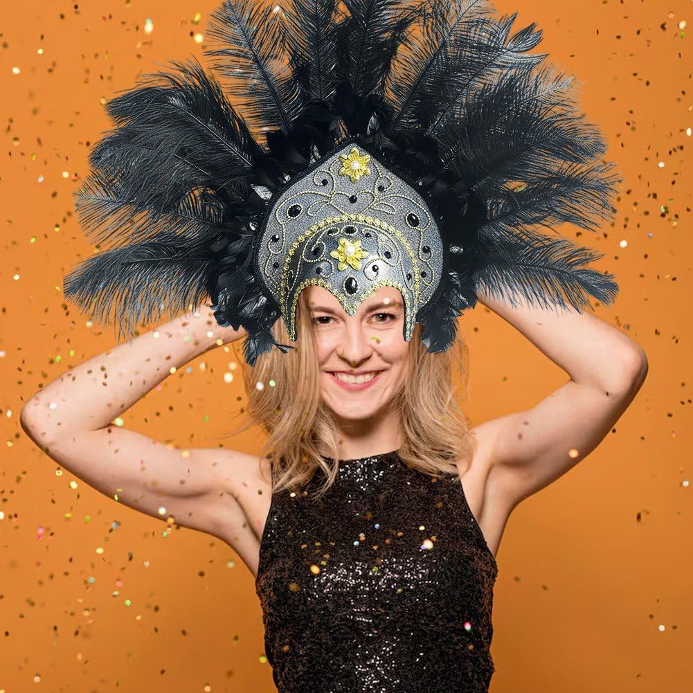 Tocado De Plumas De Corista, Diadema De Carnaval, Accesorios para Disfraces De Vegas, Fiesta De Mardi Gras De Río