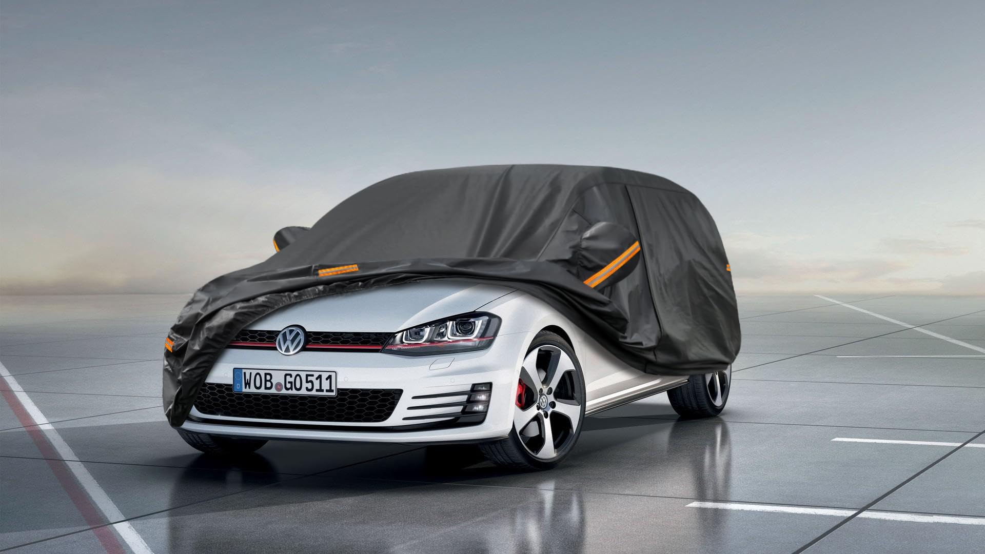 Kayme Bâche Voiture Étanche Respirante Compatible avec Volkswagen Golf MK5/6/7/8 (2003-2025), 7 Couches Housse de Protection Voiture Extérieur, Contre Pluie Soleil Poussière avec Zip.