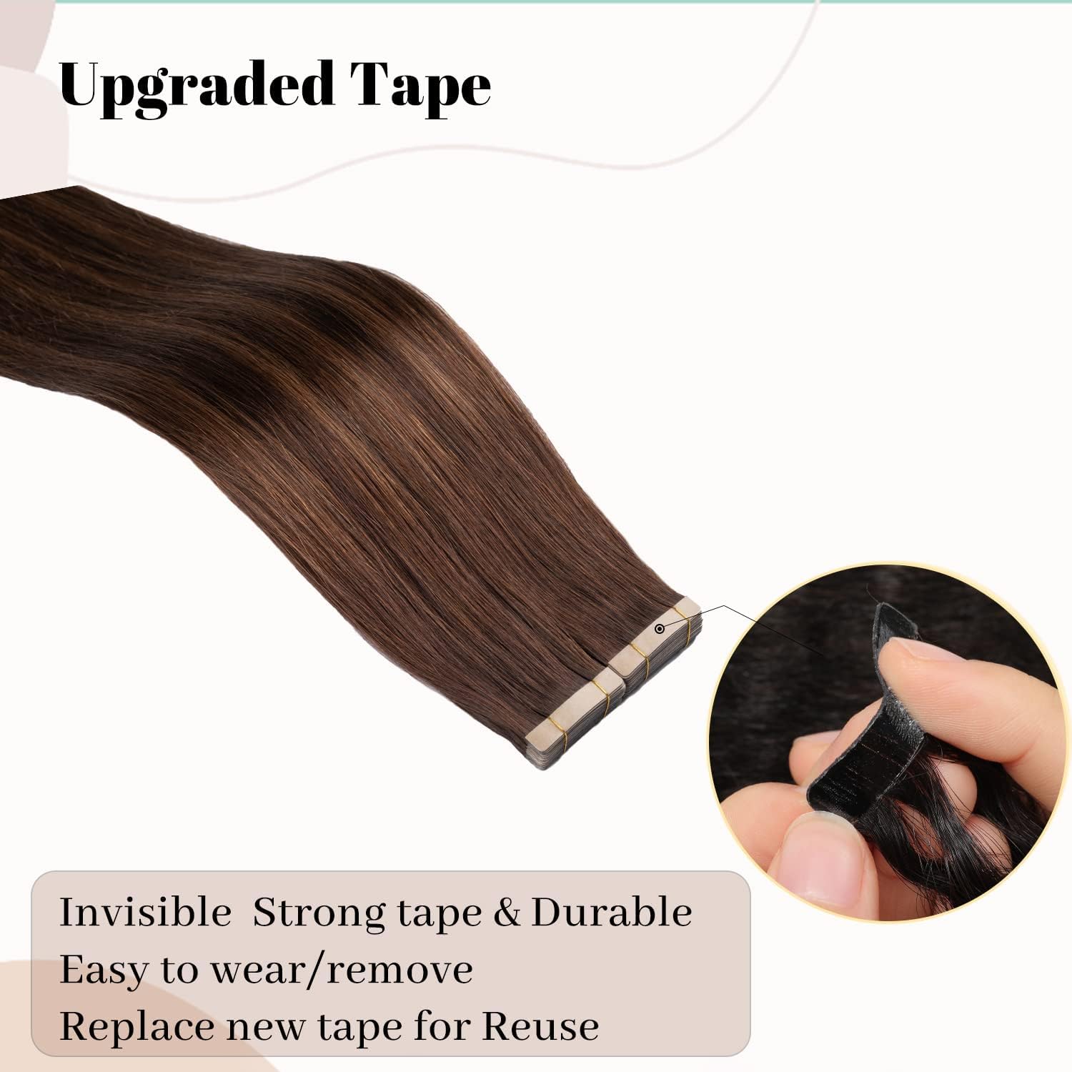 Hotlulana Extension Capelli Veri Biadesivo Marrone Scuro Con Castano(#2/2/6) Extension Capelli Veri 18Pollici 40pcs 45cm 80g Extension Biadesive Capelli Veri Invisible Skin Weft Tape in Extensions.