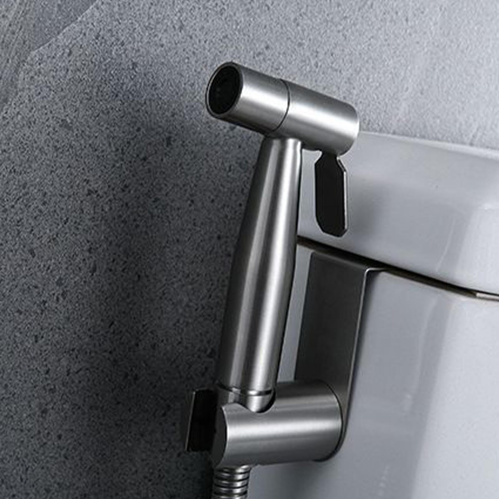 Spruzzatore Igienico per WC Manuale, Pressione 'Acqua Regolabile, | Doccetta Bidet Portatile In Acciaio Lavaggio Bambini Animali Domestici Pannolini Bagno Set