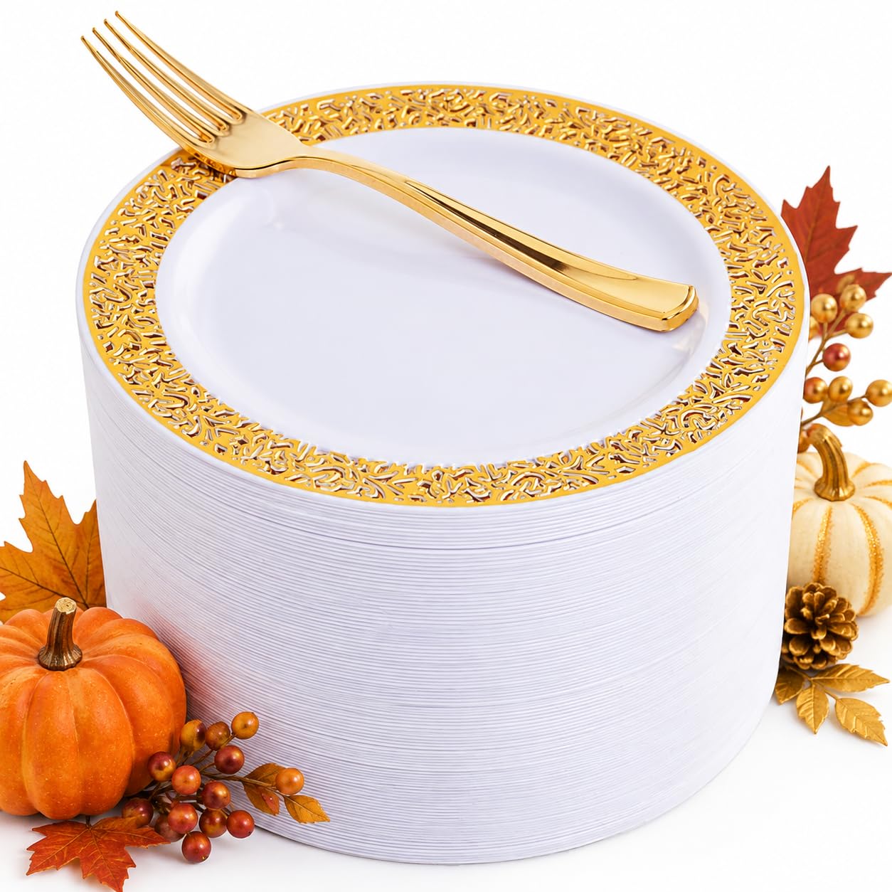 Silver Dessert Plates & Forks - 100 Pack for Parties -13 Silver Dessert Plates & Forks - 100 Pack for Parties -13