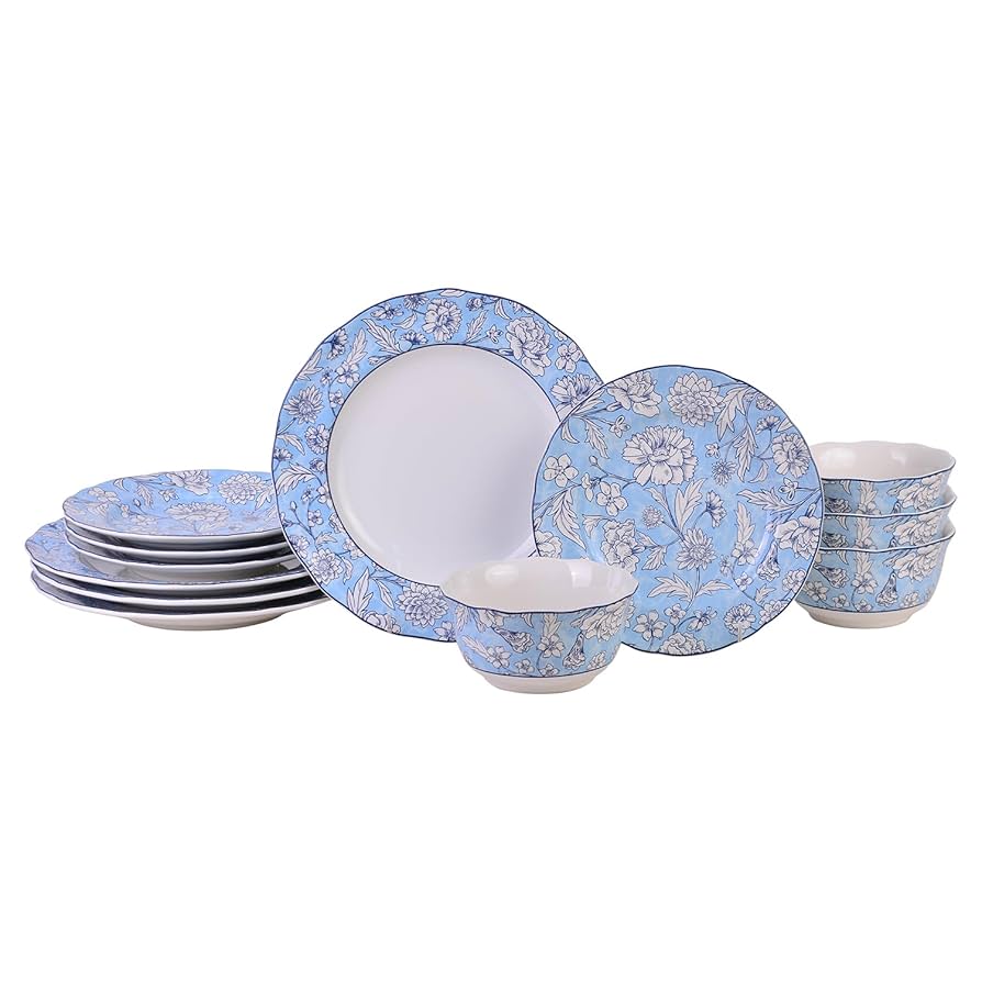 食器 e Condo Aretware plate Amazon.com: 222 Fifth 12-Piece Porcelain Dinnerware Set for