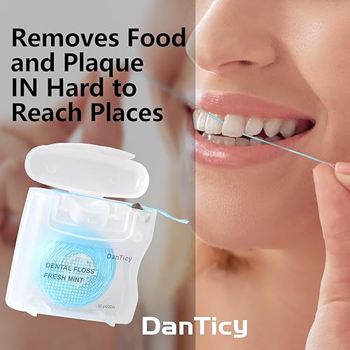 Miniatura 4 de Hilo dental tejido con infusión de aceite de coco, hilo dental encerado de vegetales naturales de limpieza profunda, limpieza extra ancha y se