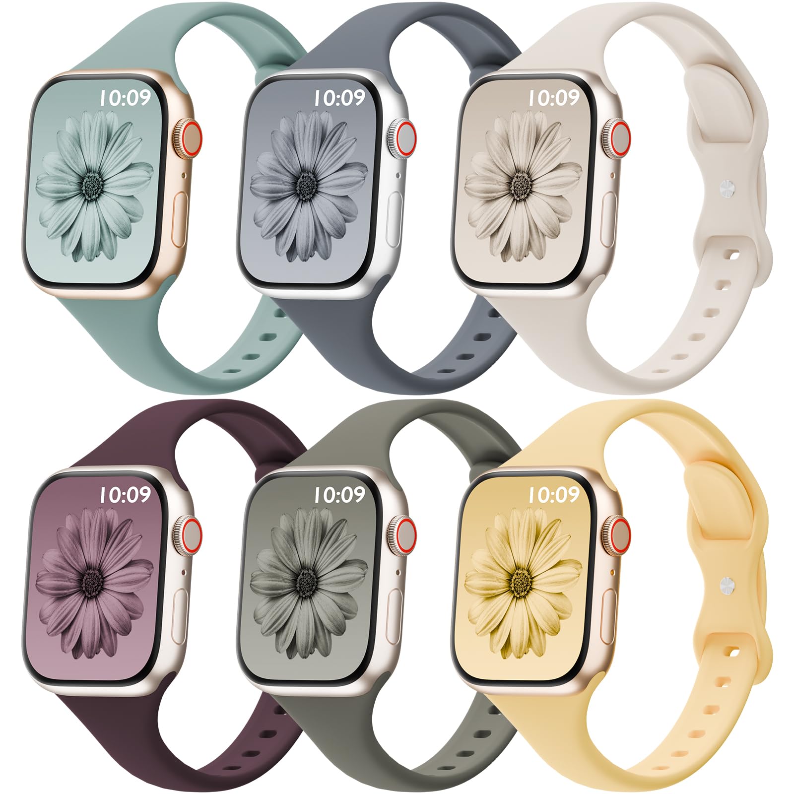 Photo 1 of Slimband Silicone Apple Watch Bands - 6 Pack