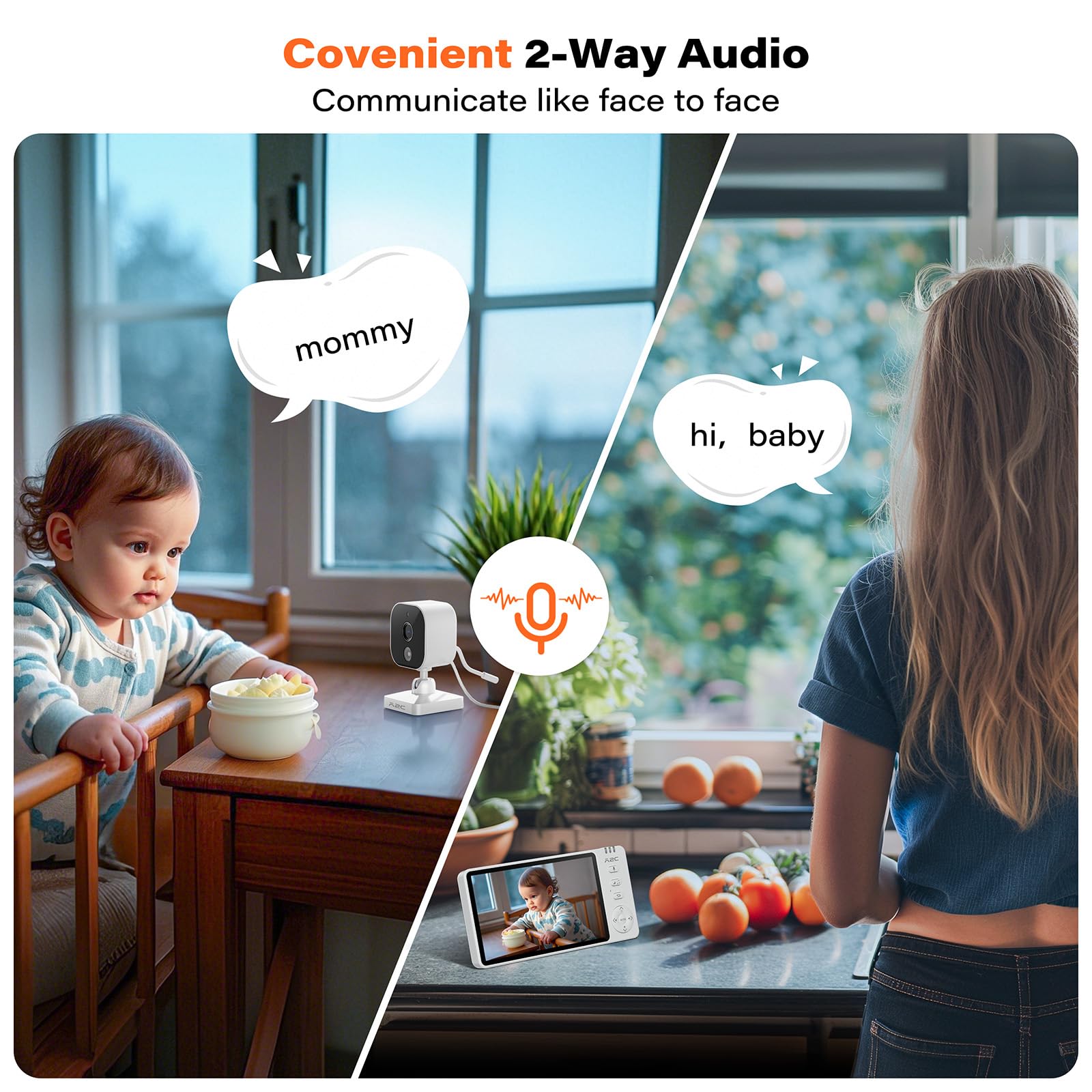 APPS2Car Baby Monitor for Car and Home,HD 1080P Car Baby Camera with 5'' Display for Rear Seat,Plug and Play,Wide View Angle,Baby Monitor with Night Vision,Temperature Sensor,2-WayTalk & 8 Lullabies - Image 4