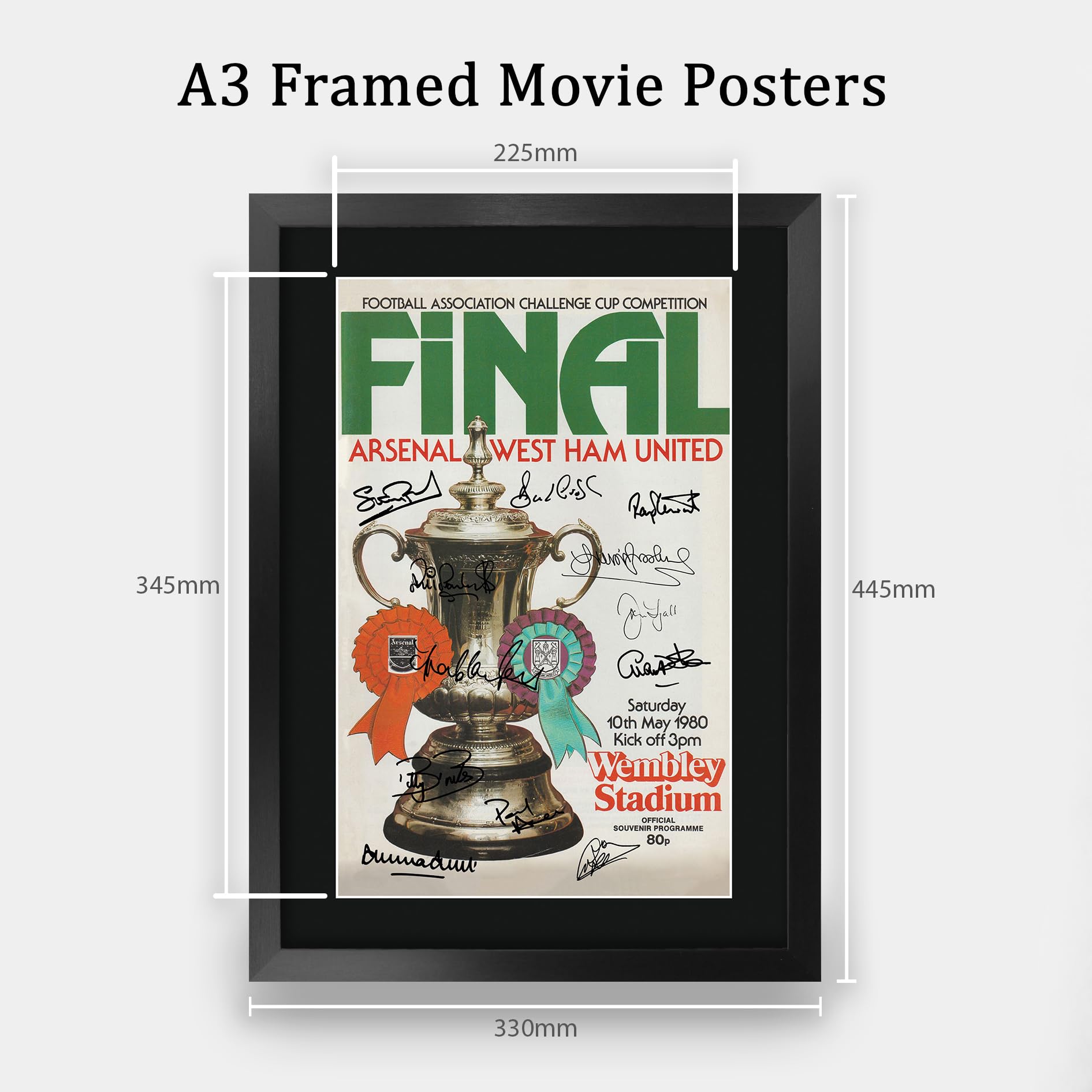HWC Trading FR A3 The Hammers FA Cup 1980 Winners Programme Printed Memorabilia Signed Autograph Poster for Football Fans and Supporters - Image 2