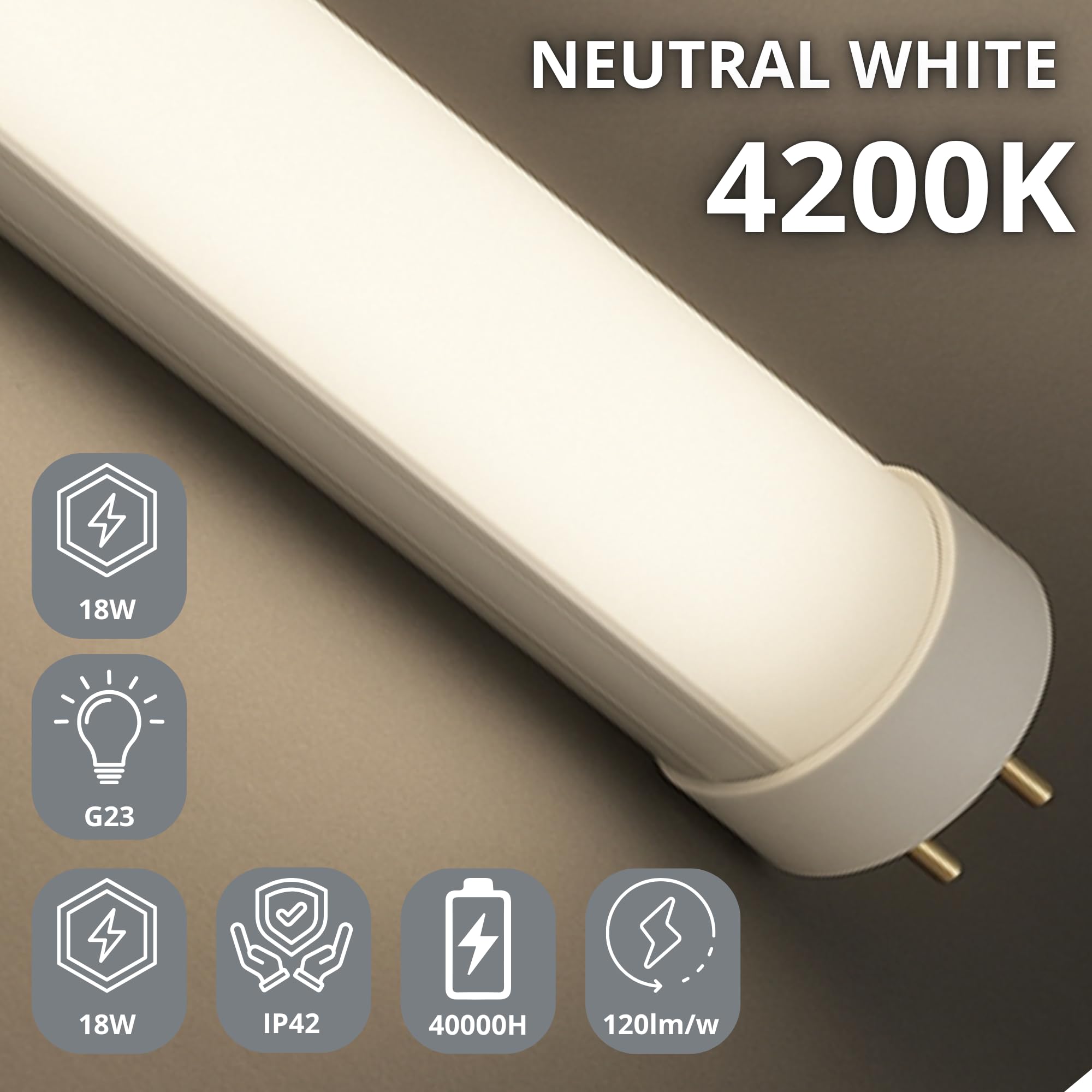 Jandei - Lot de 10 tubes LED 120 cm 18 W, blanc neutre 4 200 K, 2 160 lumens, connecteur standard T8 G13, remplace néon fluorescent 36 W, éclairage de bureaux, couloirs, garages, connexion 1 côté