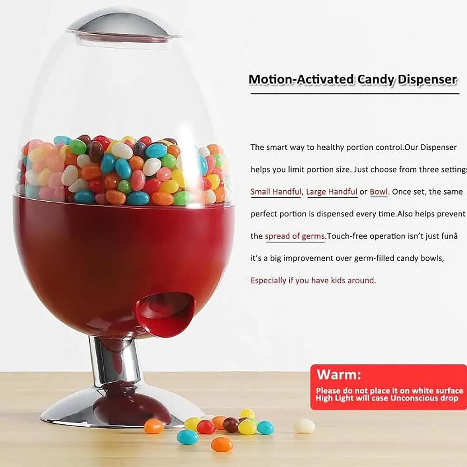 Genérico Máquina Automática para Hacer Dulces, Acrílico De 1 Litro | Caramelos Ondeantes, Decoración En Forma De Globo, Recuerdo De Fiesta (White)