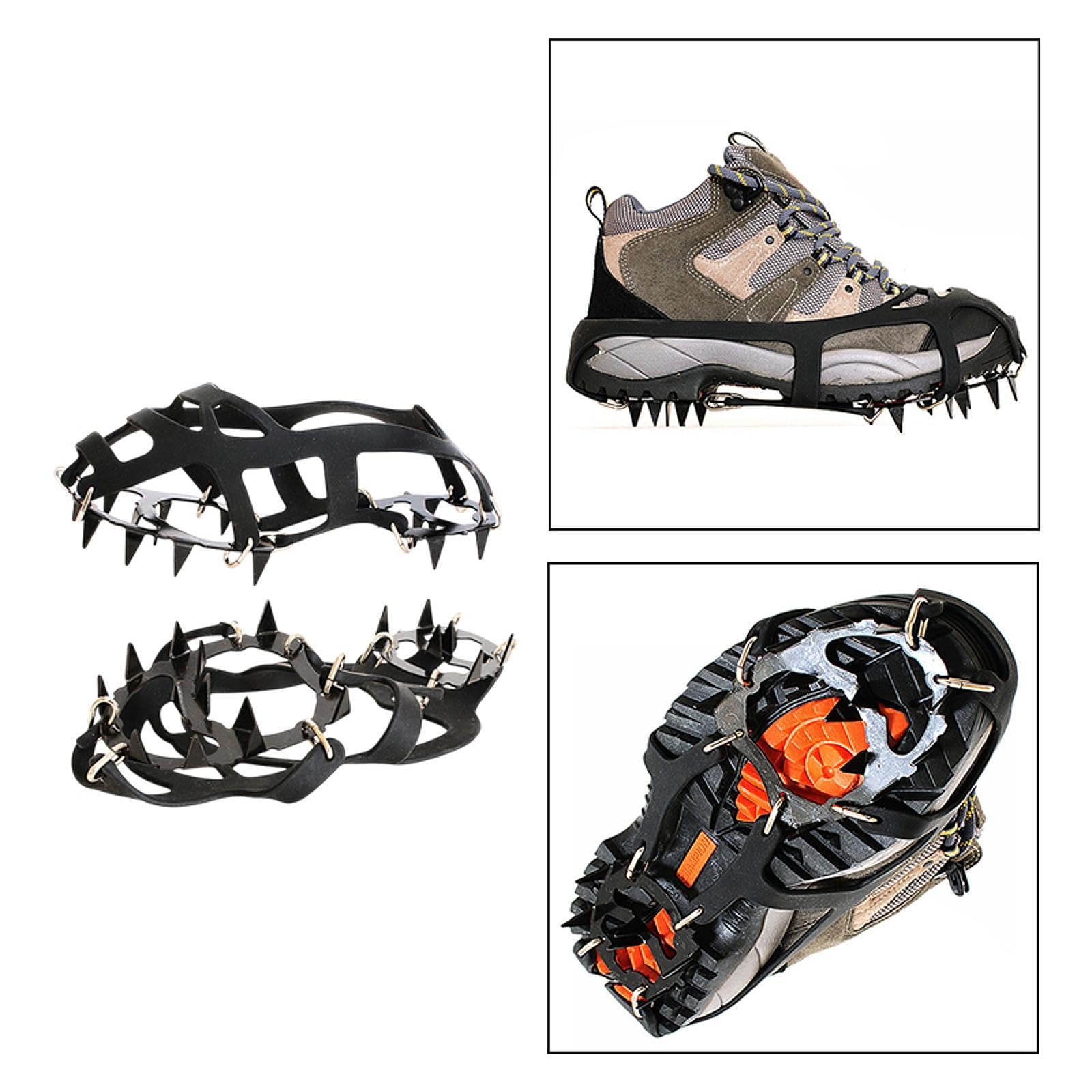 LOVIVER Crampons Chaussures Spécial Neige Glace 18 Pointes Silicone Acier Manganèse Adaptés à La Marche Course Plein Air Escalade