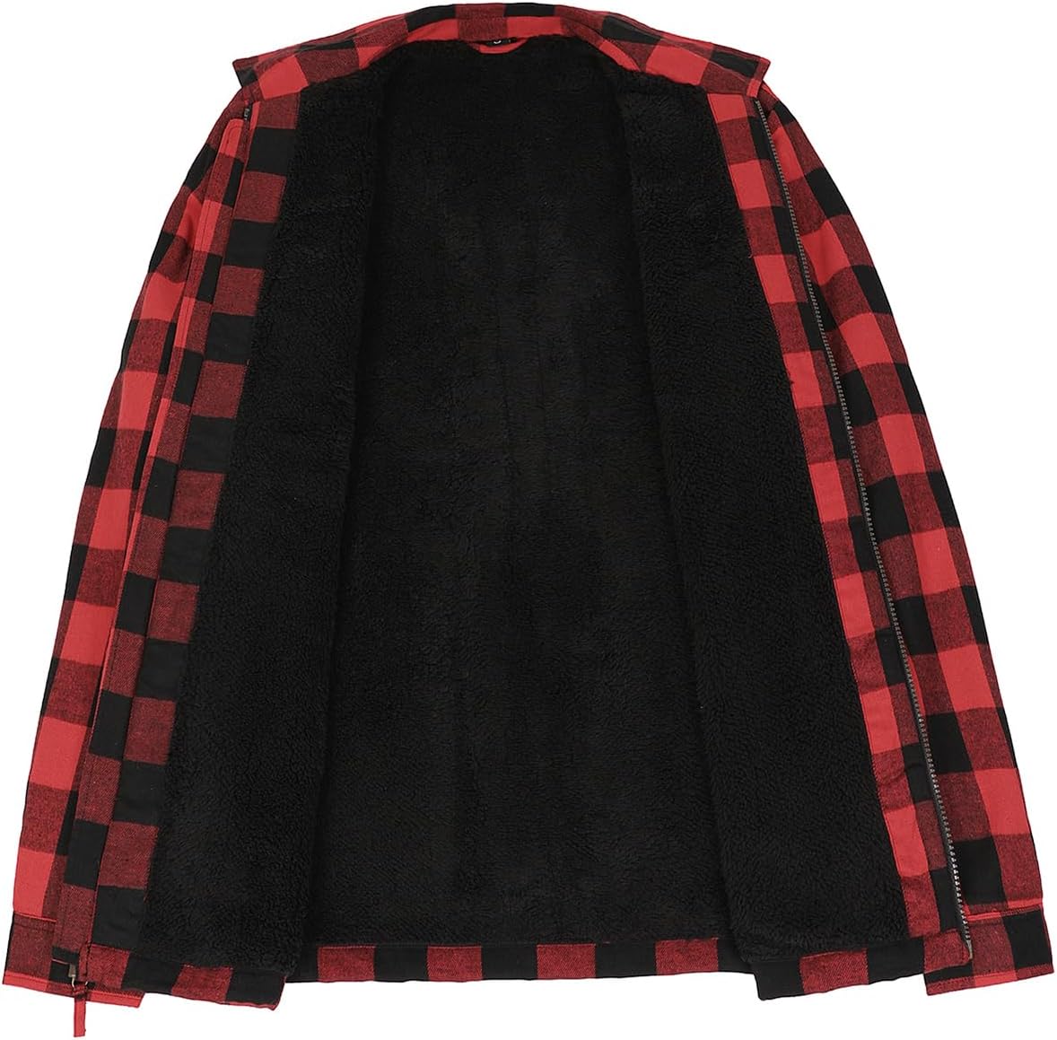 ZENTHACE Men's Sherpa Lined Full Zip Plaid Flannel Jacket